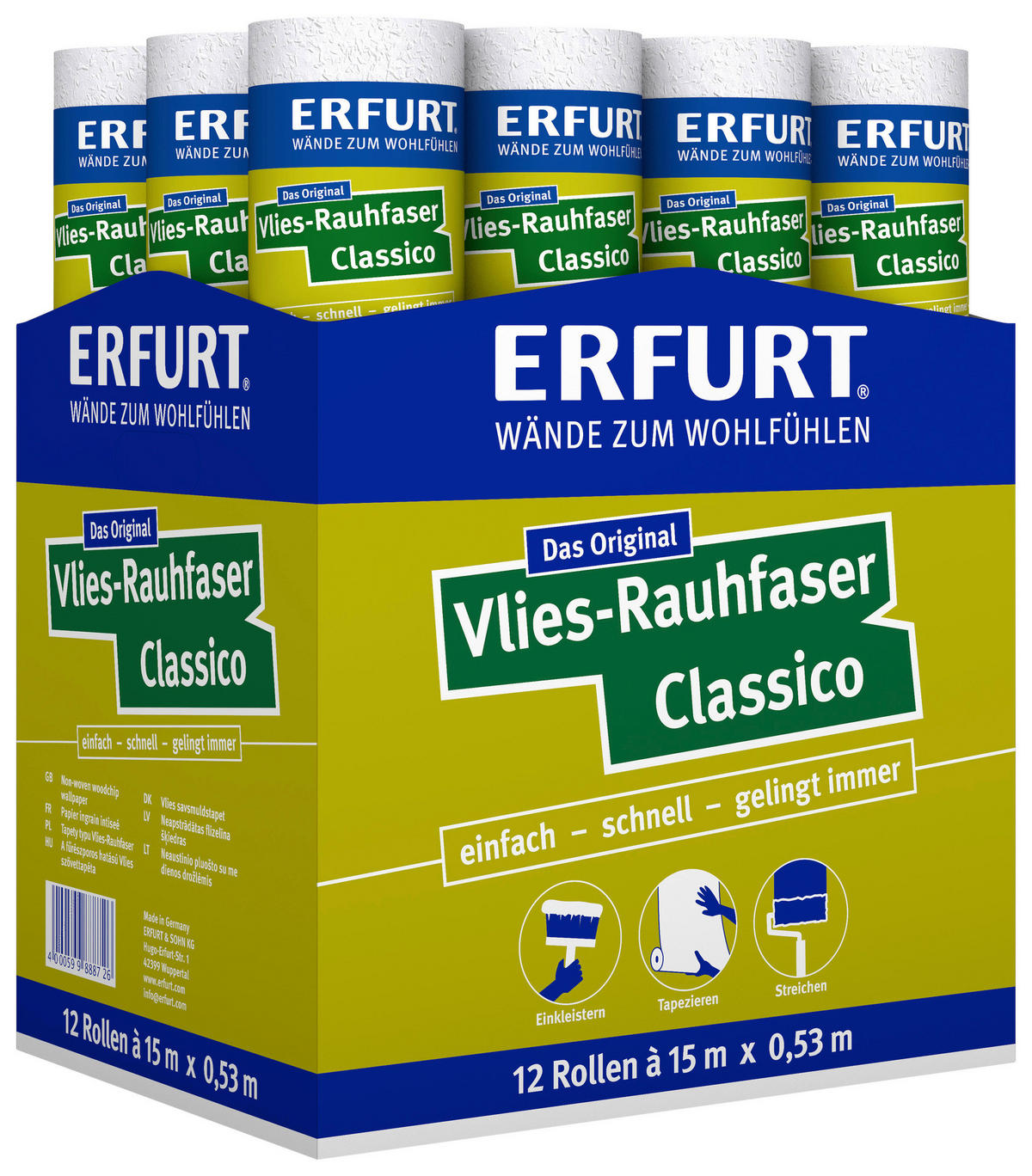 Erfurt Rauhfaser Classico B/L: ca. 53x1500 cm strukturiert Classico - (53,00/1500,00cm) - Erfurt