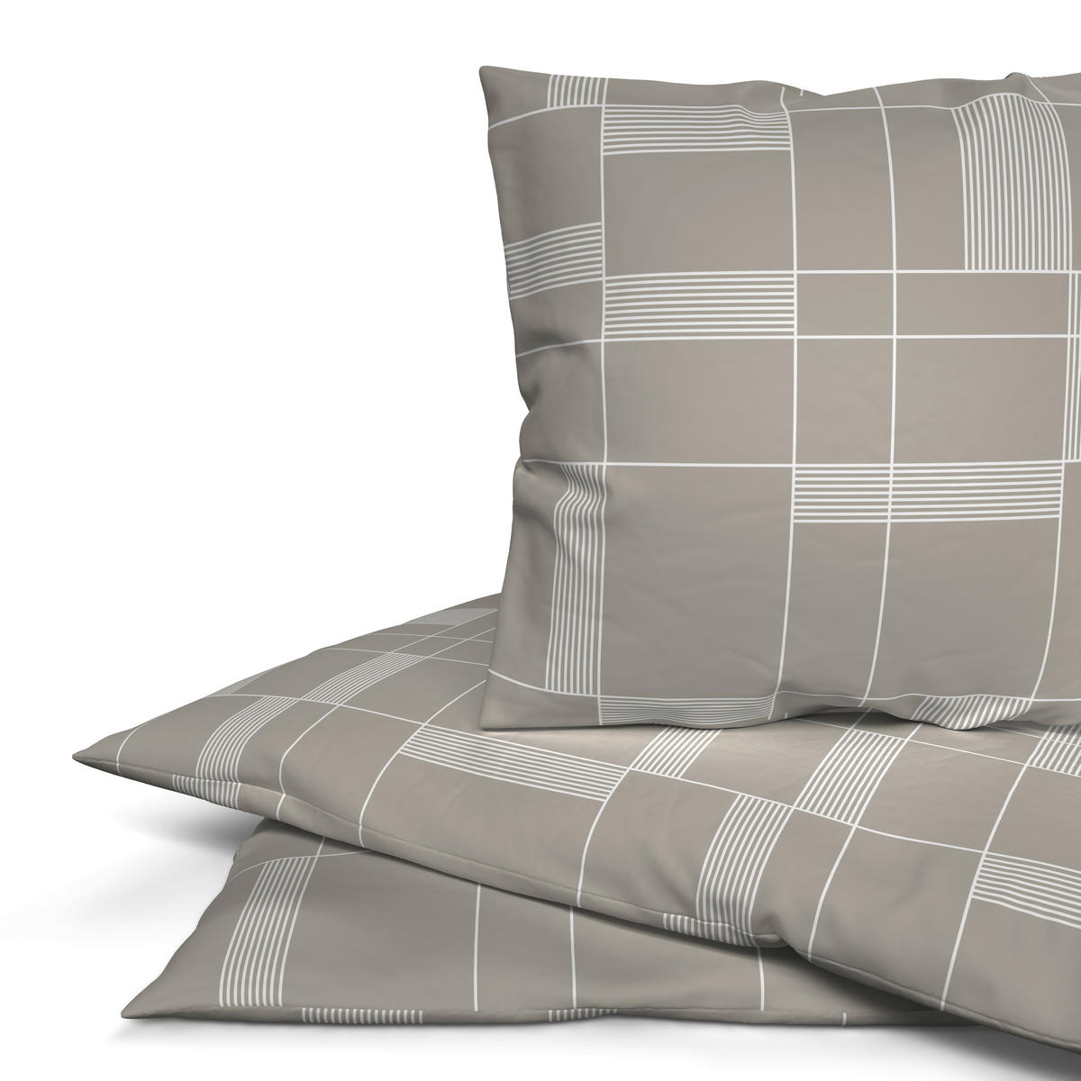 Microfaser Bettwäsche Bettwäsche_Microfaser kariert beige - beige (135,00/200,00cm) - Sensation