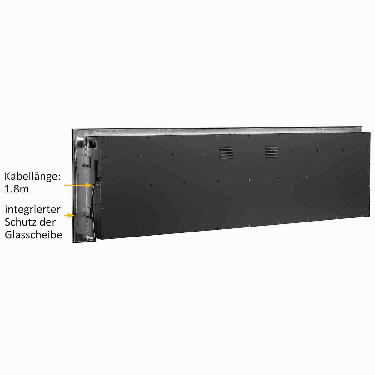 Balderia Einbaukamin Fiamma 68" schwarz Metall B/H/T: ca. 173x14,5x51,5 cm ca. 2000 W Elekt.-Kamin Fiamma 68" EF175D - schwarz (173,00/14,50/51,50cm) - Balderia