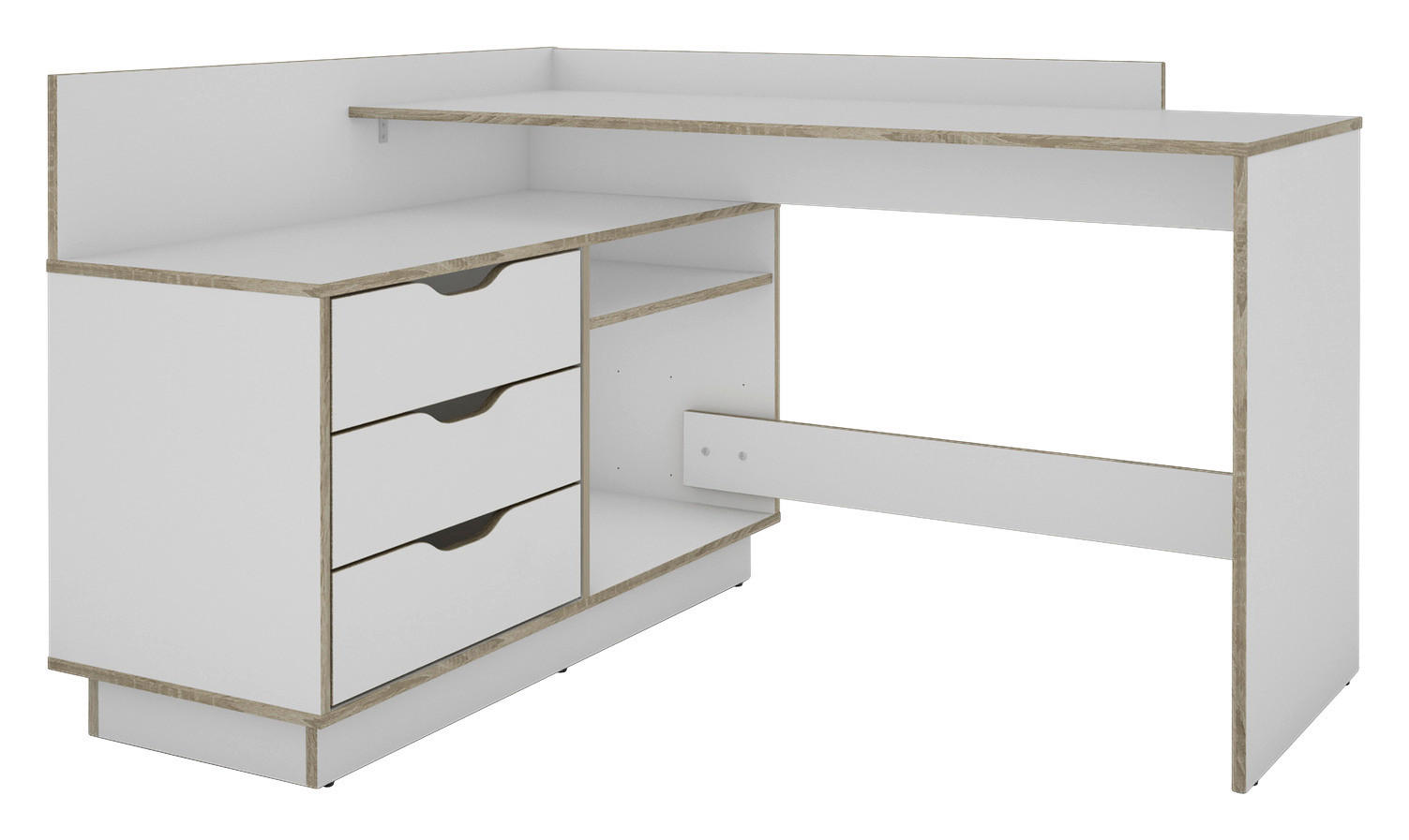 Schreibtisch BELFAST weiß Eiche Sonoma Nachbildung B/H/T: ca. 129x83,5x105 cm BELFAST - Eiche/weiß (129,00/83,50/105,00cm) - byLIVING