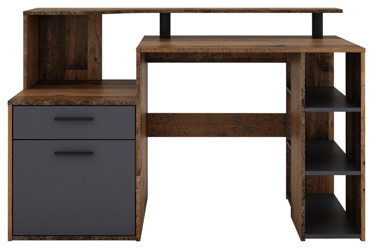 Schreibtisch LOUIS anthrazit B/H/T: ca. 140x89x55 cm LOUIS - anthrazit (140,00/89,00/55,00cm) - byLIVING