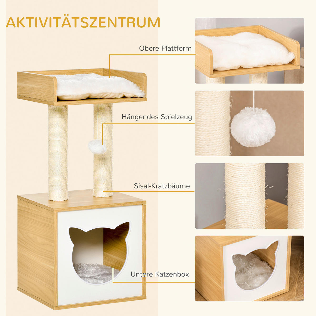 PawHut Kratzbaum Kratzbaum - (35,00/35,00/81,00cm) - PawHut