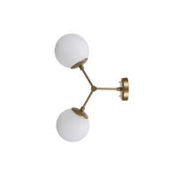 Opviq Wandleuchte weiß gelb Glas Metall B/H/L: ca. 15x44x28 cm E27 2 Brennstellen Damar - weiß/gelb (28,00/15,00/44,00cm) - Opviq