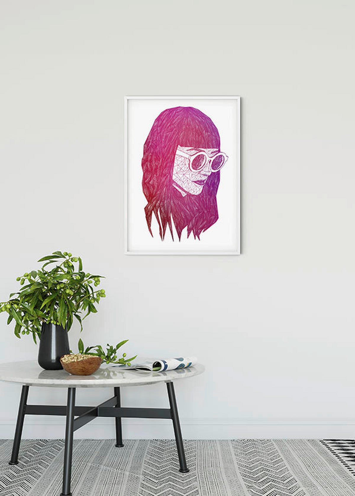 Komar Poster Grid Pink Girl B/L: ca. 50x70 cm Grid Pink - (50,00/70,00cm) - Komar