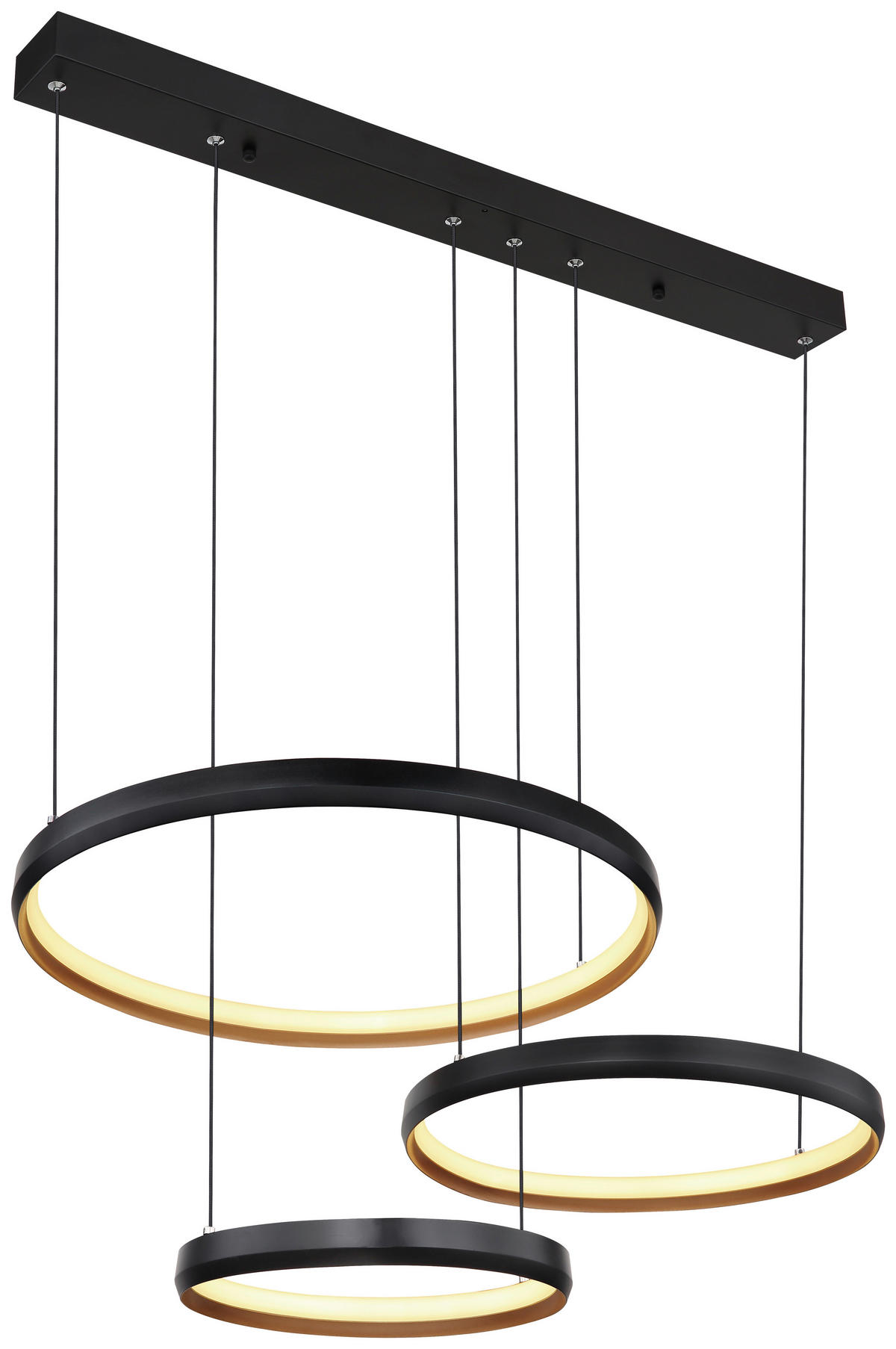 GLOBO Pendelleuchte  67193-55H Halli gold Opal schwarz Acryl Metall B/H/L: ca. 50,3x150x76,7 cm null 3 Brennstellen Halli - gold/schwarz (76,70/50,30/150,00cm) - GLOBO
