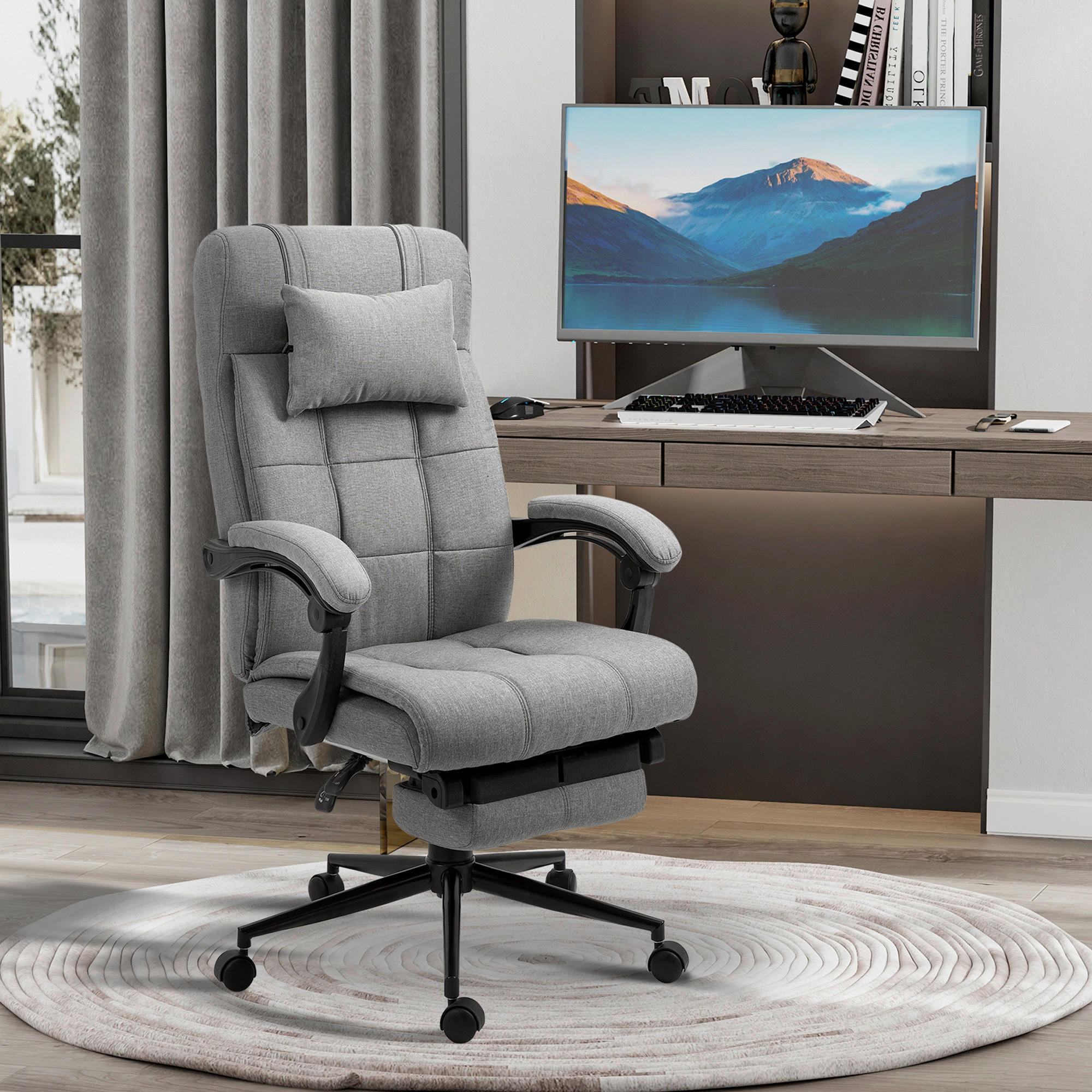 Drehstuhl 921-282GY hellgrau 921-282GY - hellgrau (66,00/116,00/70,00cm) - Vinsetto