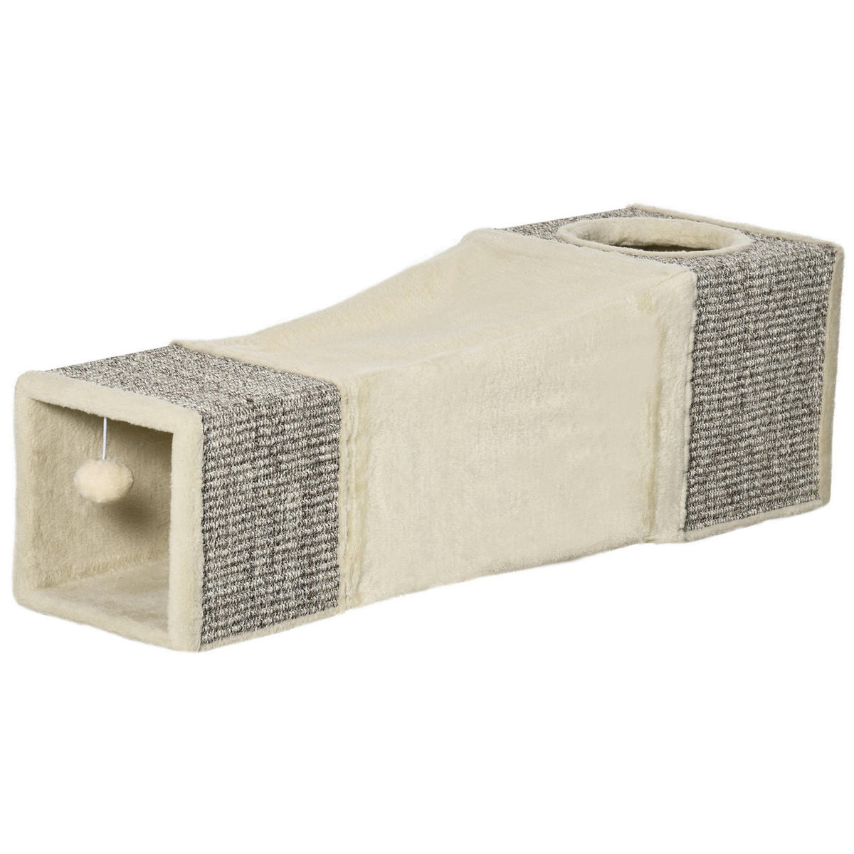 PawHut Katzen-Zubehör beige Spanplatte B/H/L: ca. 30x98x30 cm Katzentunnel - beige/braun (30,00/30,00/98,00cm) - PawHut