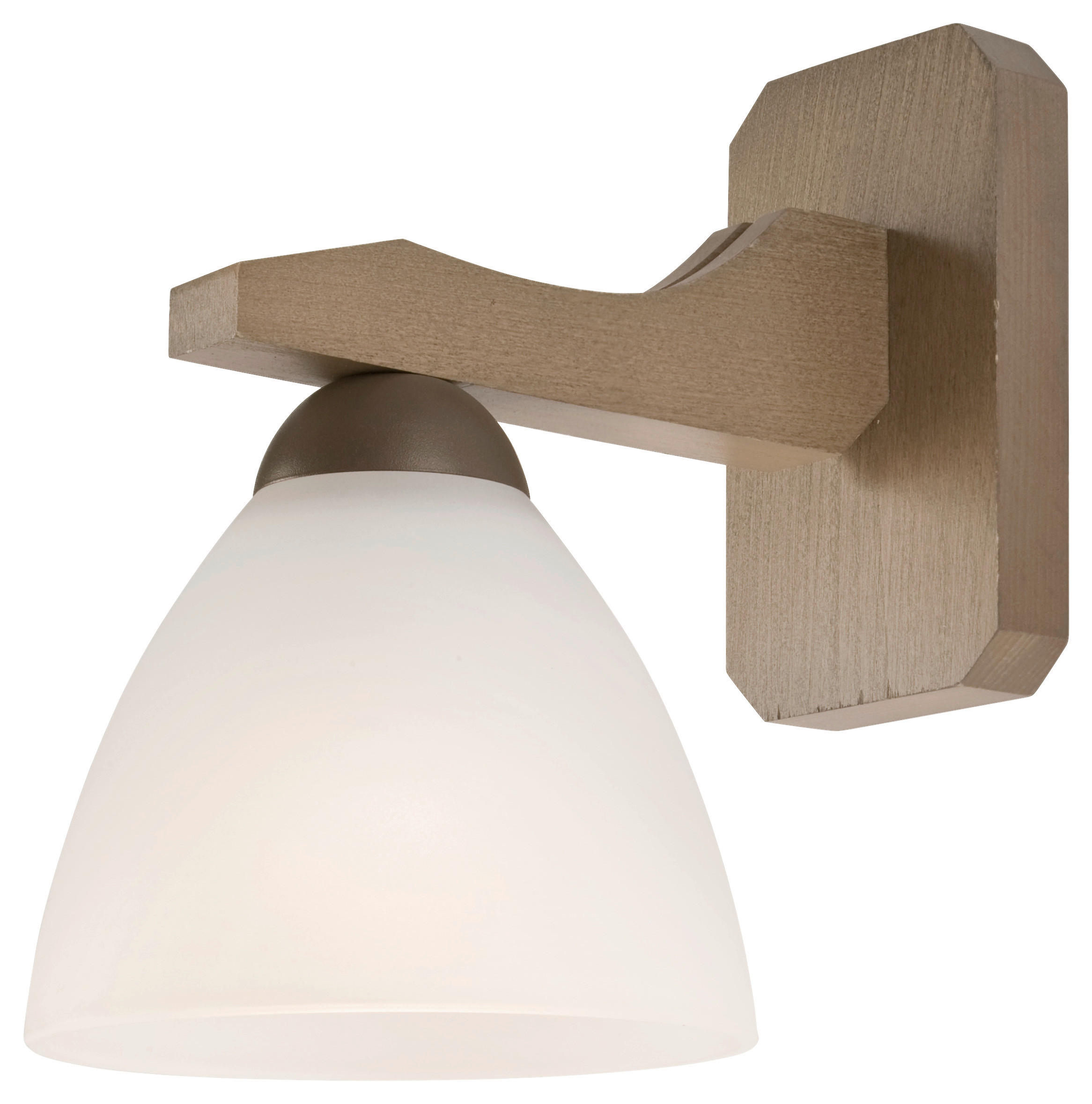 Lamkur Wandleuchte ADRIANO 27494 natur Holz Stahl Glas H/L: ca. 23x23 cm E27 1 Brennstellen Adriano - natur (23,00cm) - Lamkur