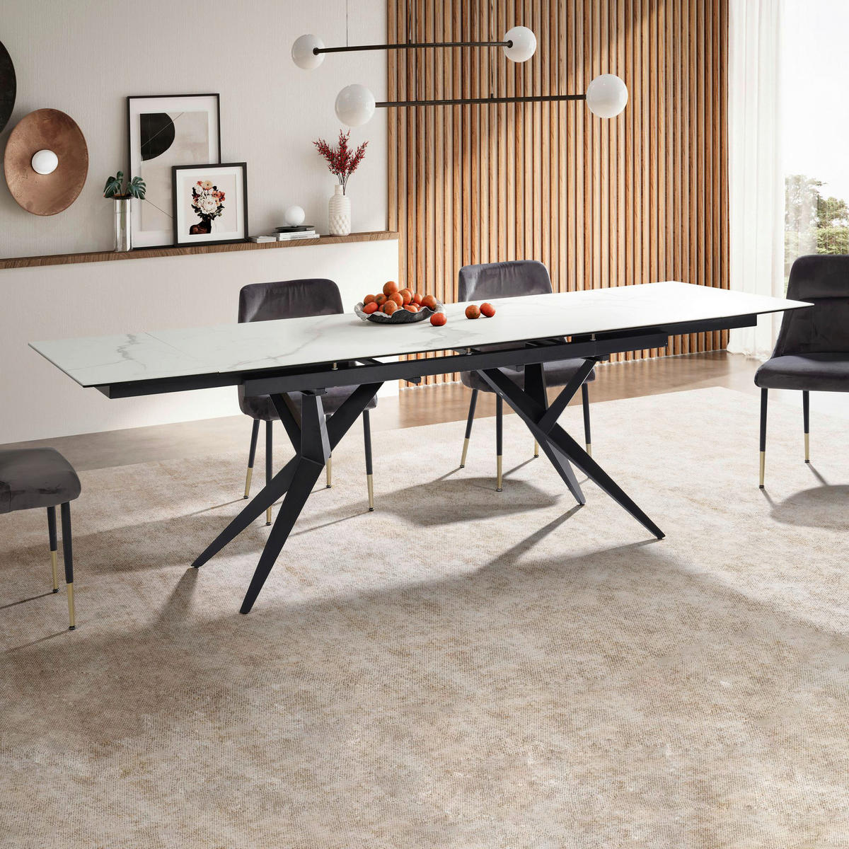 Esstisch weiß Marmor Optik B/H/T: ca. 180x76x95 cm Esszimmertisch - weiß (180,00/76,00/95,00cm) - Wohnling