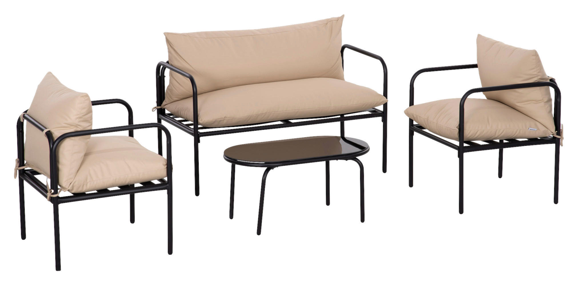 Outsunny Sitzgruppe khaki Polyester B/H/L: ca. 58x116x66 cm Gartenmöbel-Set - khaki (66,00/58,00/116,00cm) - Outsunny