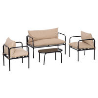 Outsunny Sitzgruppe khaki Polyester B/H/L: ca. 58x116x66 cm Gartenmöbel-Set - khaki (66,00/58,00/116,00cm) - Outsunny