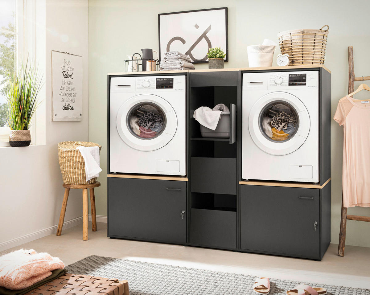 Unterschrank Solea anthrazit Eiche hell Nachbildung B/H/T: ca. 67,1x190,7x60 cm Solea - Eiche/anthrazit (67,10/190,70/60,00cm) - Schildmeyer