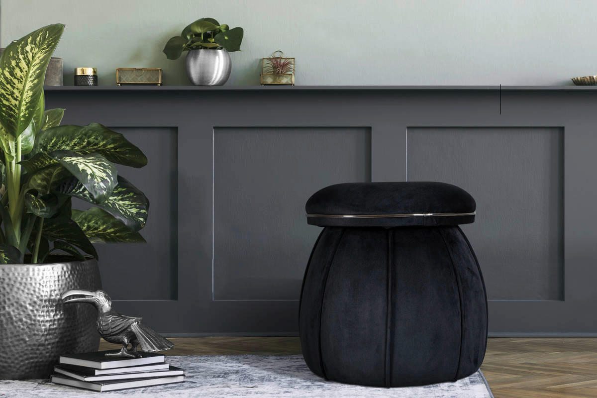 Thumbnail - 360 Living Hocker Corin 100 schwarz Graphit H/D: ca. 51,5x51,5 cm