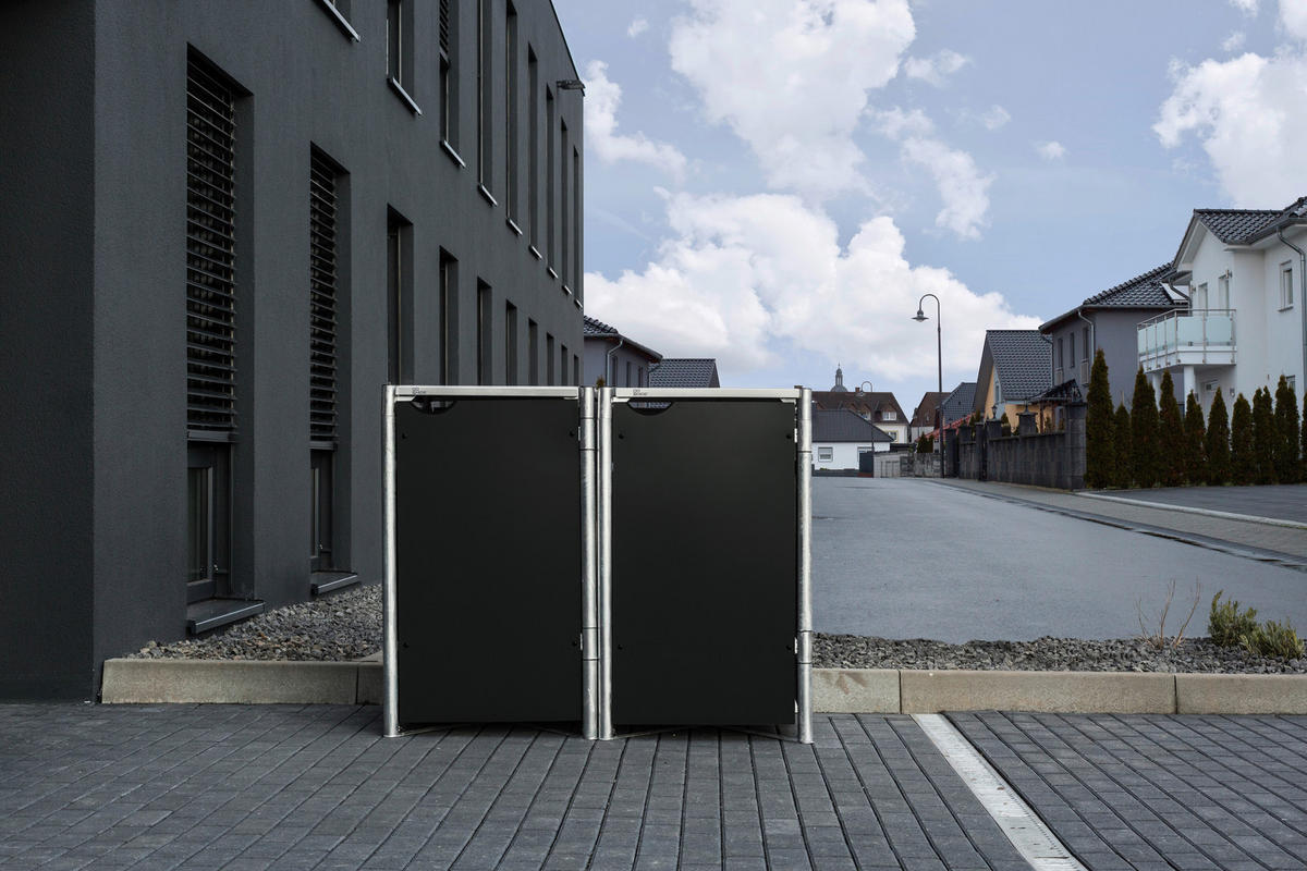 Hide Mülltonnenbox 2x 240 Liter schwarz B/H/T: ca. 140x115x81 cm 2x 240 Liter - schwarz (140,00/115,00/81,00cm) - Hide