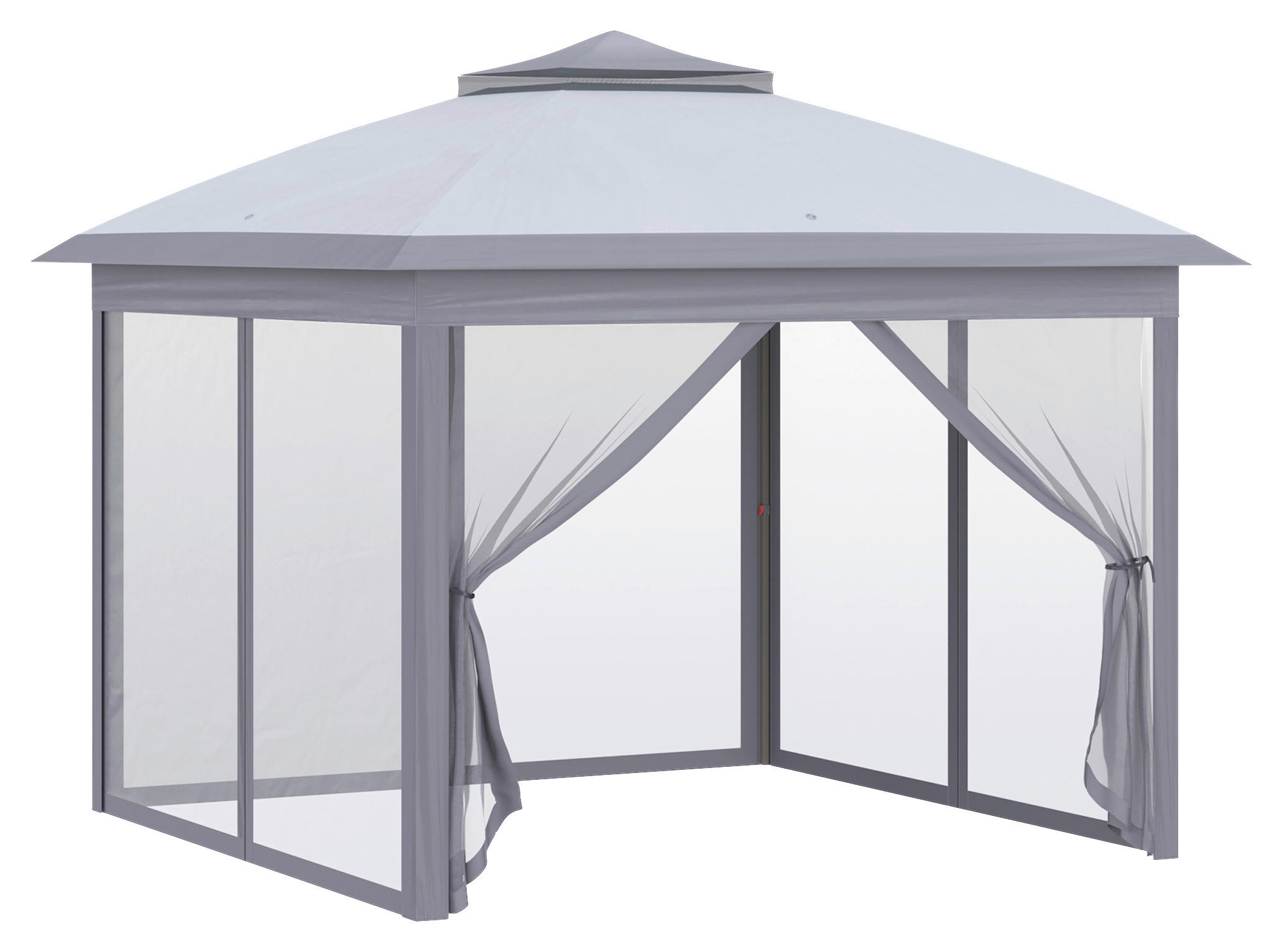 Outsunny Pavillon grau Metall B/H/L: ca. 330x288x330 cm Pavillon - grau (330,00/330,00/288,00cm) - Outsunny