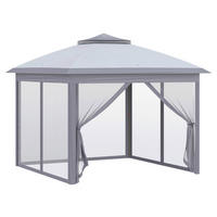 Outsunny Pavillon grau Metall B/H/L: ca. 330x288x330 cm Pavillon - grau (330,00/330,00/288,00cm) - Outsunny