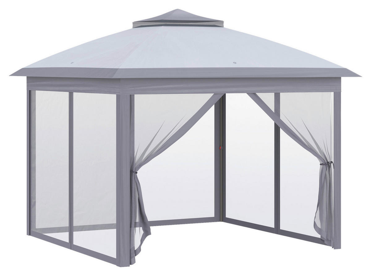 Outsunny Pavillon grau Metall B/H/L: ca. 330x288x330 cm Pavillon - grau (330,00/330,00/288,00cm) - Outsunny