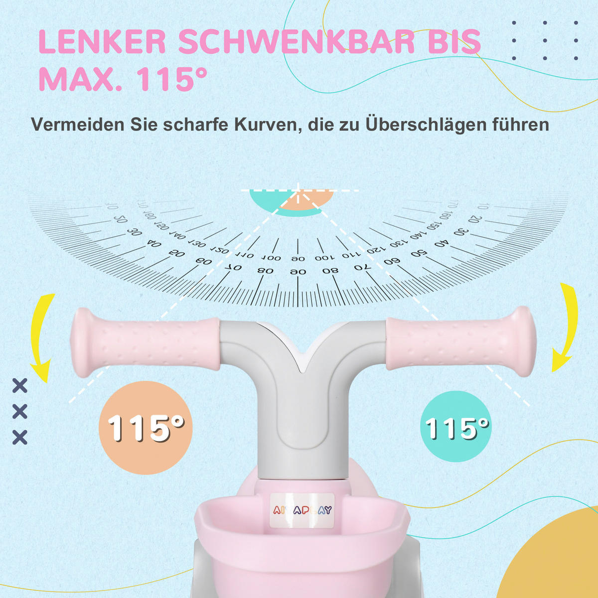 AIYAPLAY Kinderlaufrad weiß B/H/L: ca. 27x39x56 cm Kinderlaufrad - weiß/rosa (56,00/27,00/39,00cm) - AIYAPLAY