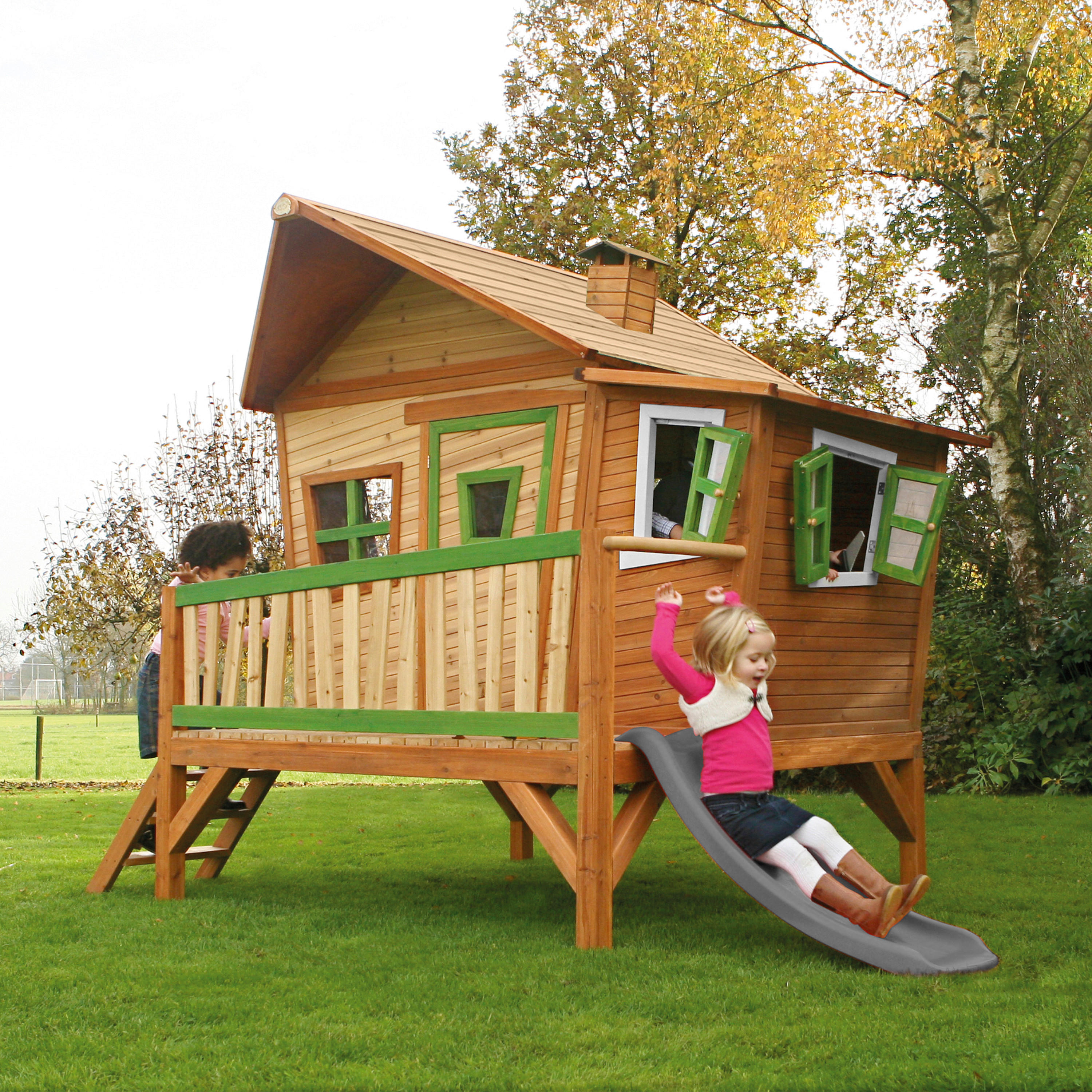 AXI Spielhaus Emma grün B/H/L: ca. 349x227x193 cm Emma - braun/grün (193,00/349,00/227,00cm) - AXI