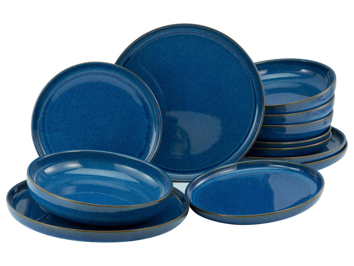 CreaTable Tafelservice uno ATLANTICO blau Steinzeug 12 tlg. uno ATLANTICO - blau - CreaTable