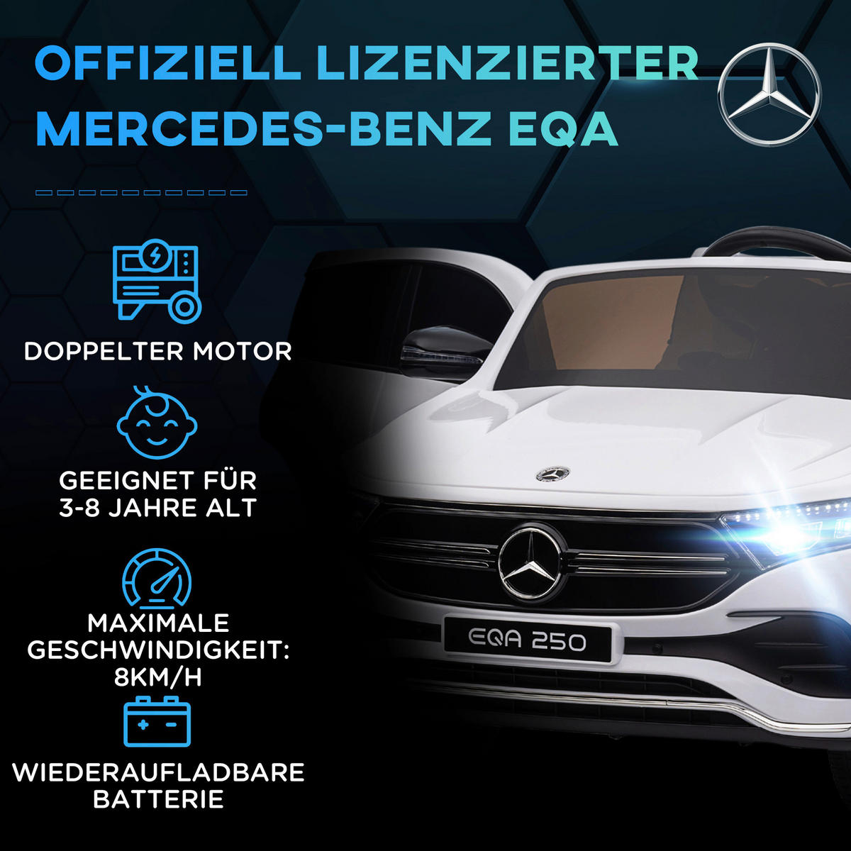 HOMCOM Kinderauto weiß B/H/L: ca. 69x111,5x52,5 cm Elektro-Kinderauto - weiß (52,50/69,00/111,50cm) - HOMCOM