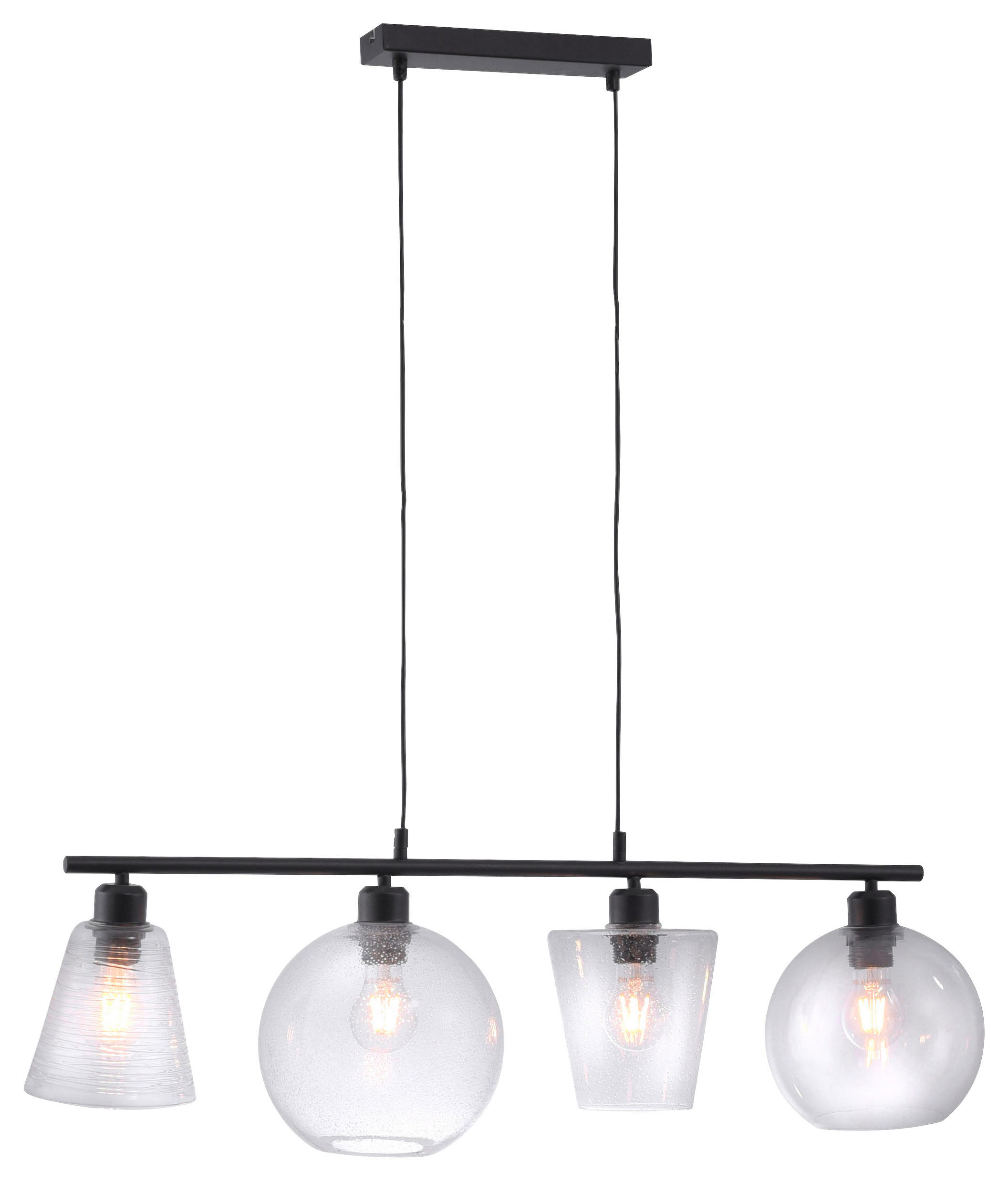 Just Light Pendelleuchte  PN15400-18 schwarz Glas Metall B/H/L: ca. 22x120x80 cm E27 4 Brennstellen