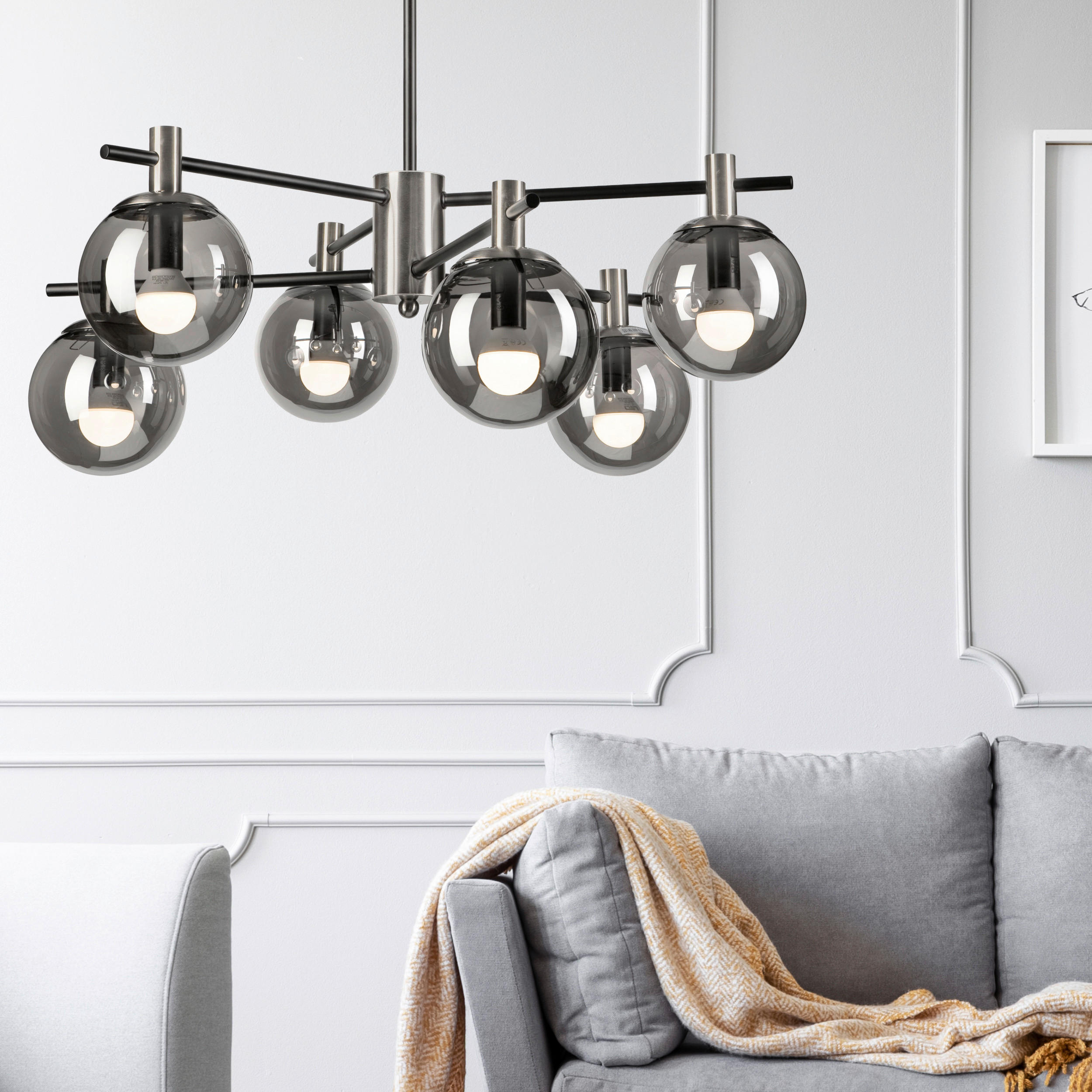 Thumbnail - Lamkur Deckenleuchte Chrom Glas Stahl B/H/L: ca. 54x53x54 cm E14 6 Brennstellen