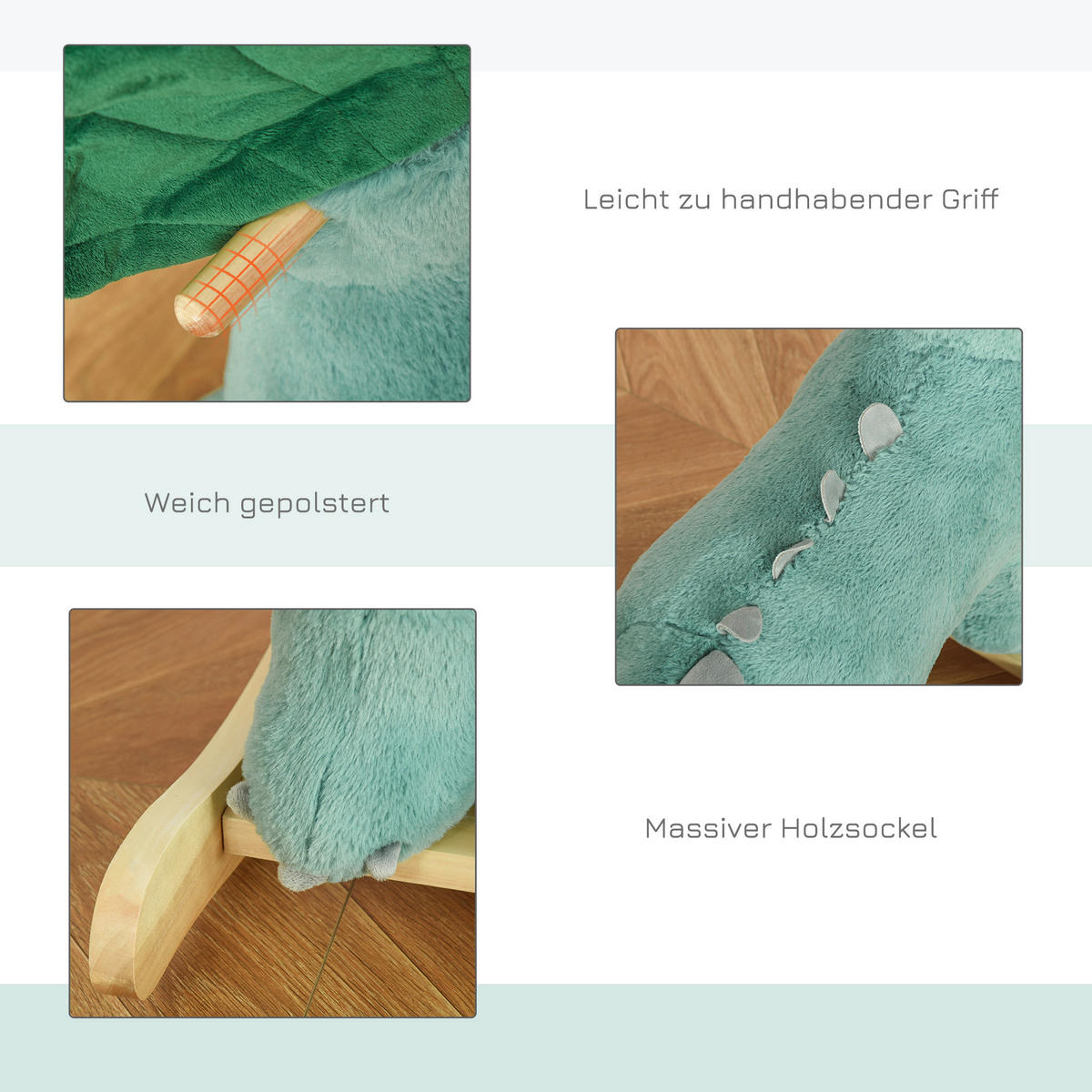 HOMCOM Schaukeltier B/H/L: ca. 30x54x64 cm Schaukeltier - dunkelgrün (64,00/30,00/54,00cm) - HOMCOM