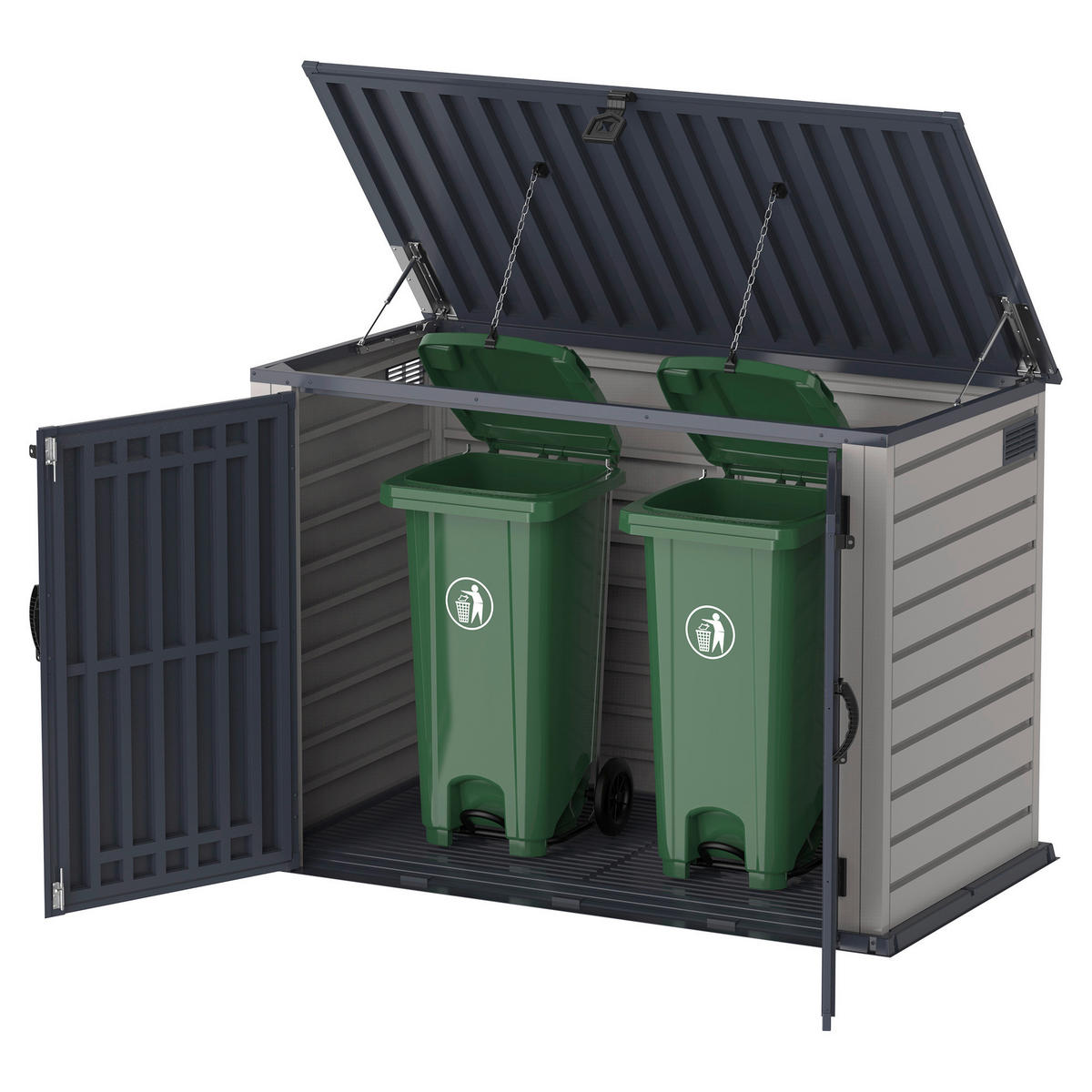 VCM Mülltonnenbox 3er StoreAway grau Kunststoff B/H/L: ca. 124x190x108 cm StoreAway - grau (108,00/124,00/190,00cm) - VCM