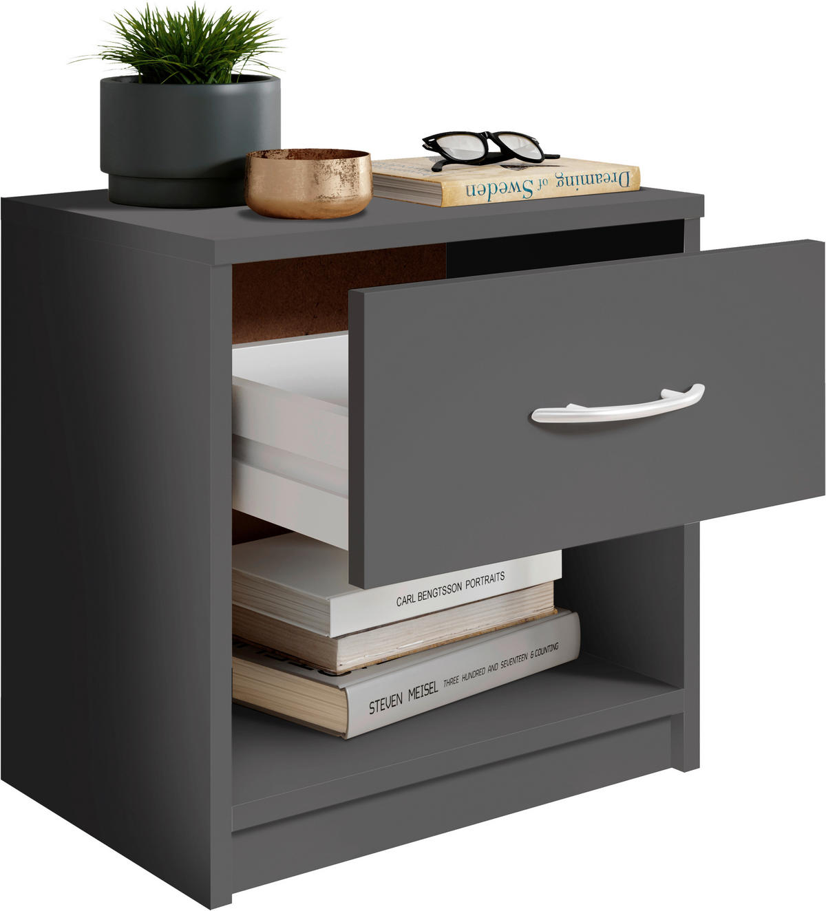 Nachtkonsole Pepe Graphit B/H/T: ca. 39x41x28 cm Pepe - Graphit (39,00/41,00/28,00cm)