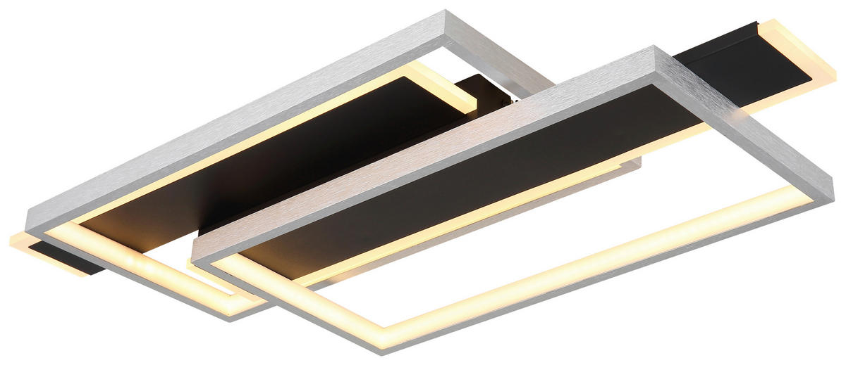 GLOBO LED-Deckenleuchte FINNLEY 67187-40 mattschwarz Opal Metall Kunststoff B/H/L: ca. 62x8,2x27 cm 1 Brennstellen FINNLEY - Opal/mattschwarz (27,00/62,00/8,20cm) - GLOBO