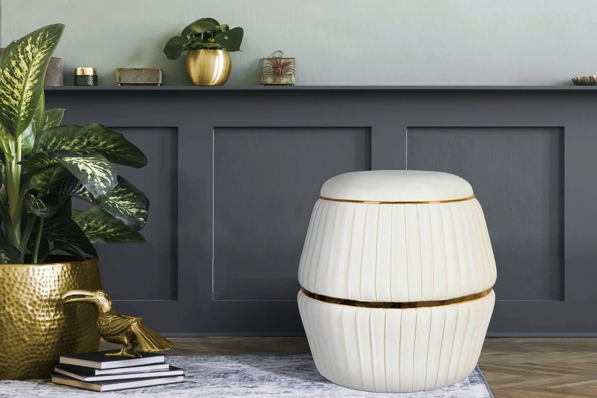 360 Living Hocker Doric 200 elfenbein gold H/D: ca. 53x51,5 cm Doric 200 - gold/elfenbein (51,50/53,00cm) - 360 Living
