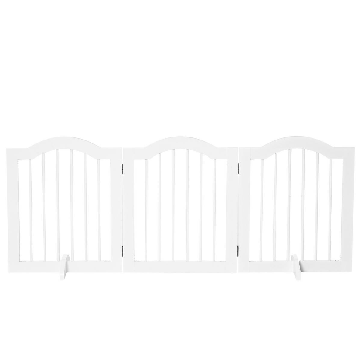 PawHut Hunde-Schutzgitter weiß Polypropylen B/H/L: ca. 29,5x154,5x61 cm Hunde-Absperrgitter - weiß (61,00/29,50/154,50cm) - PawHut