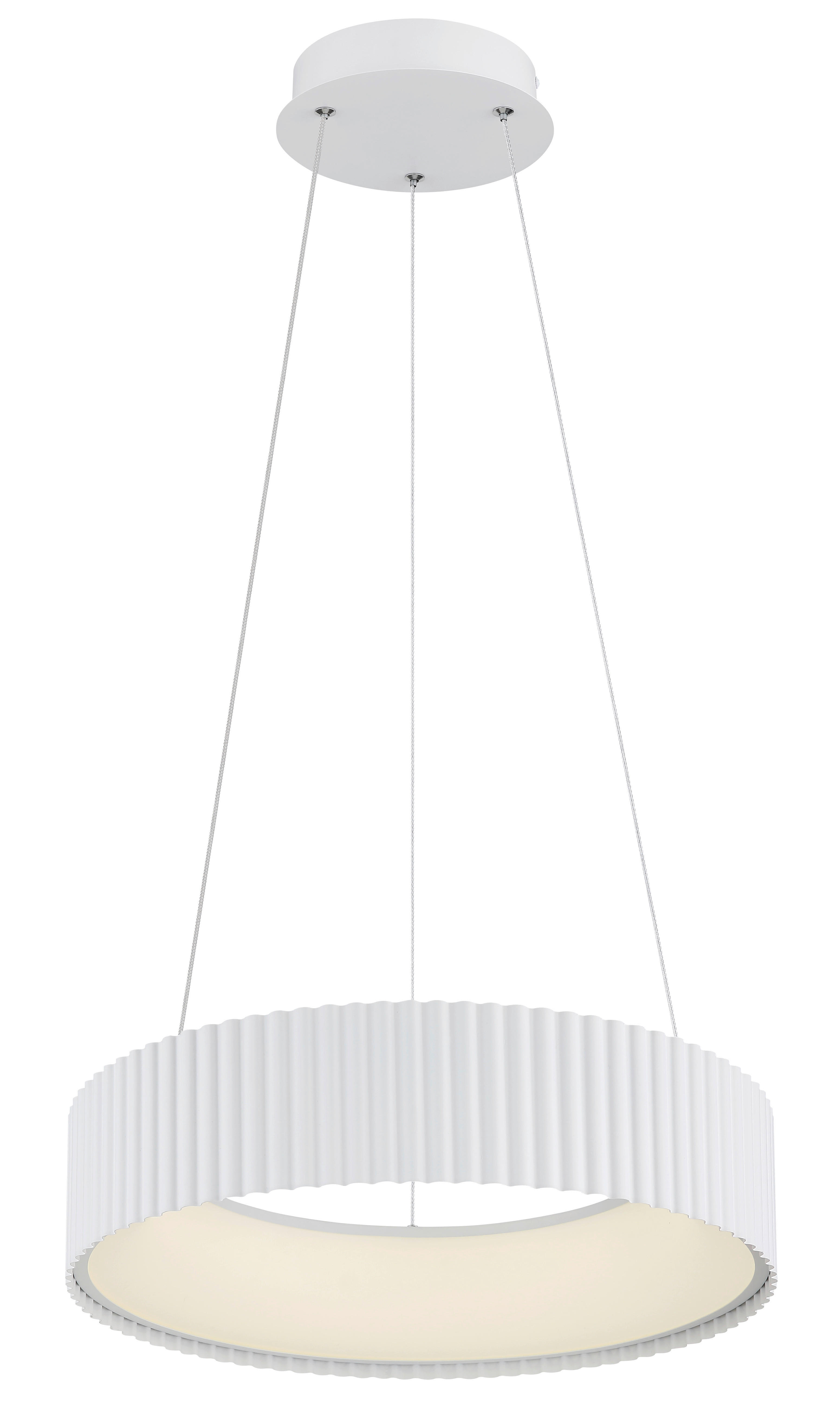 GLOBO LED-Hängeleuchte weiß Opal PVC Metall Acryl H/D: ca. 120x46 cm 1.0 Brennstellen KEMP - weiß/Opal (46,00/120,00cm) - GLOBO