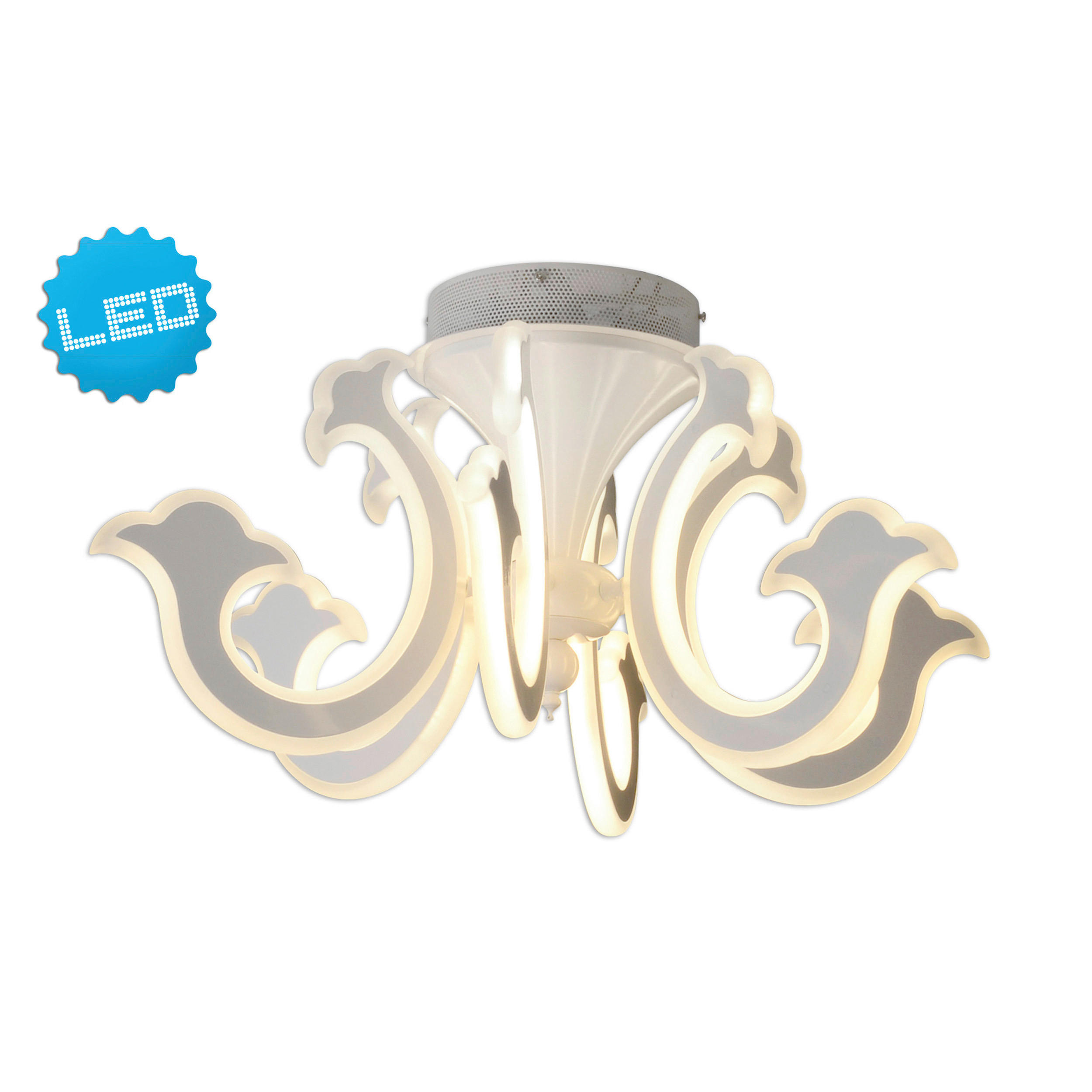 Thumbnail - Näve Leuchten Deckenleuchte 1229523 weiß Kunststoff Metall B/H/T: ca. 66x39,5x66 cm null 6 Brennstellen