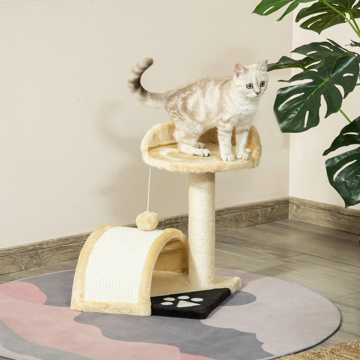PawHut Kratzbaum beige Edelstahl B/H/L: ca. 37x35,5x46 cm Kratzbaum - beige (46,00/37,00/35,50cm) - PawHut