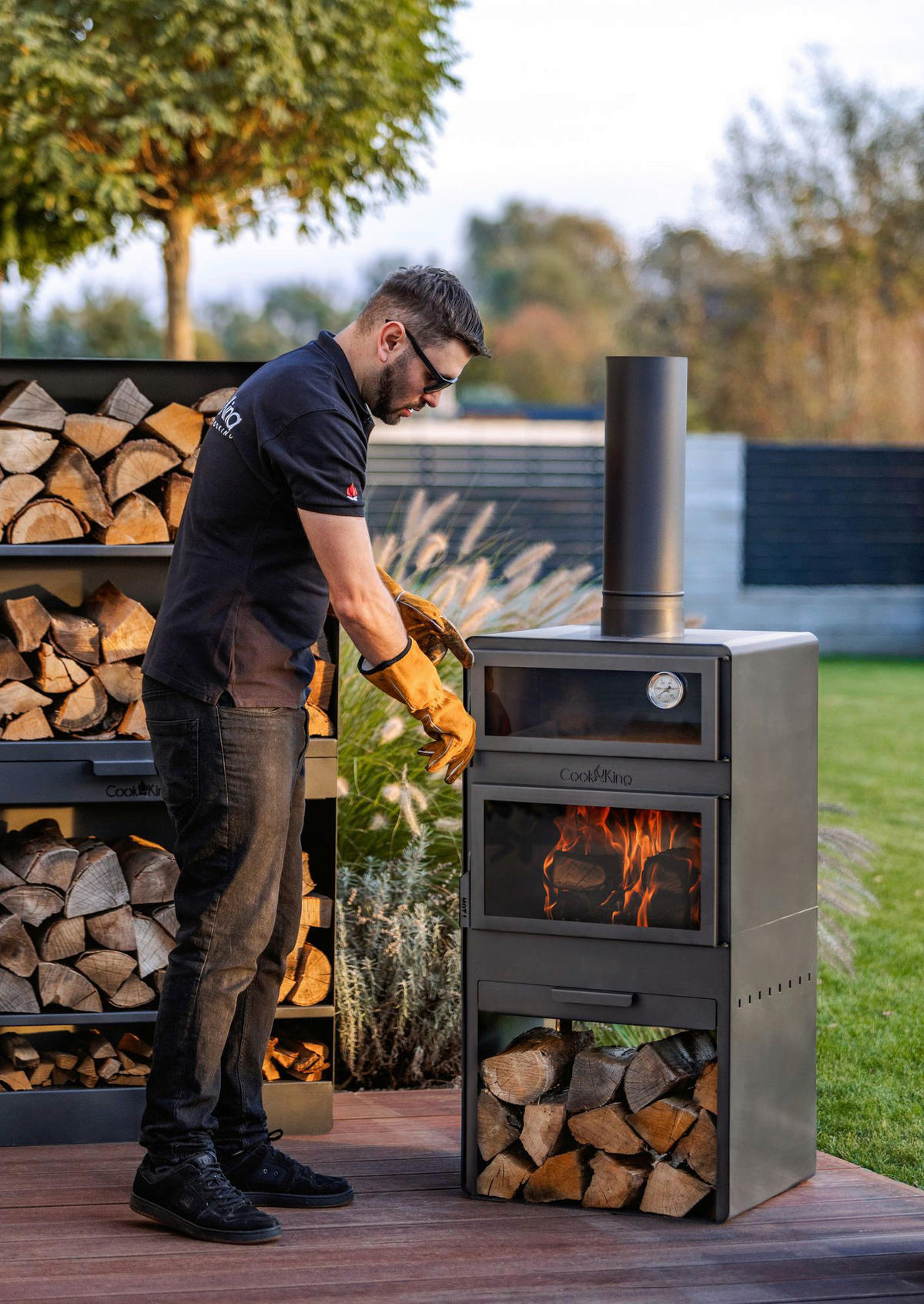 CookKing Terrassenofen Vento Plus schwarz Stahl B/H/L: ca. 50x150x50 cm Vento Plus - schwarz (50,00/50,00/150,00cm) - CookKing