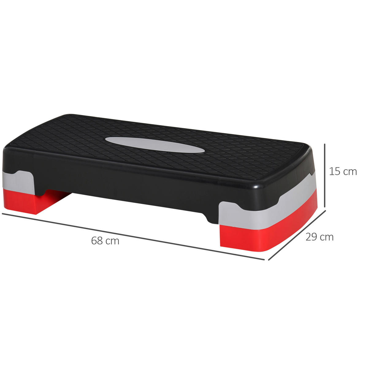 HOMCOM Steppbrett rot Kunststoff B/H/L: ca. 68x15x29 cm Steppbrett - rot/schwarz (29,00/68,00/15,00cm) - HOMCOM