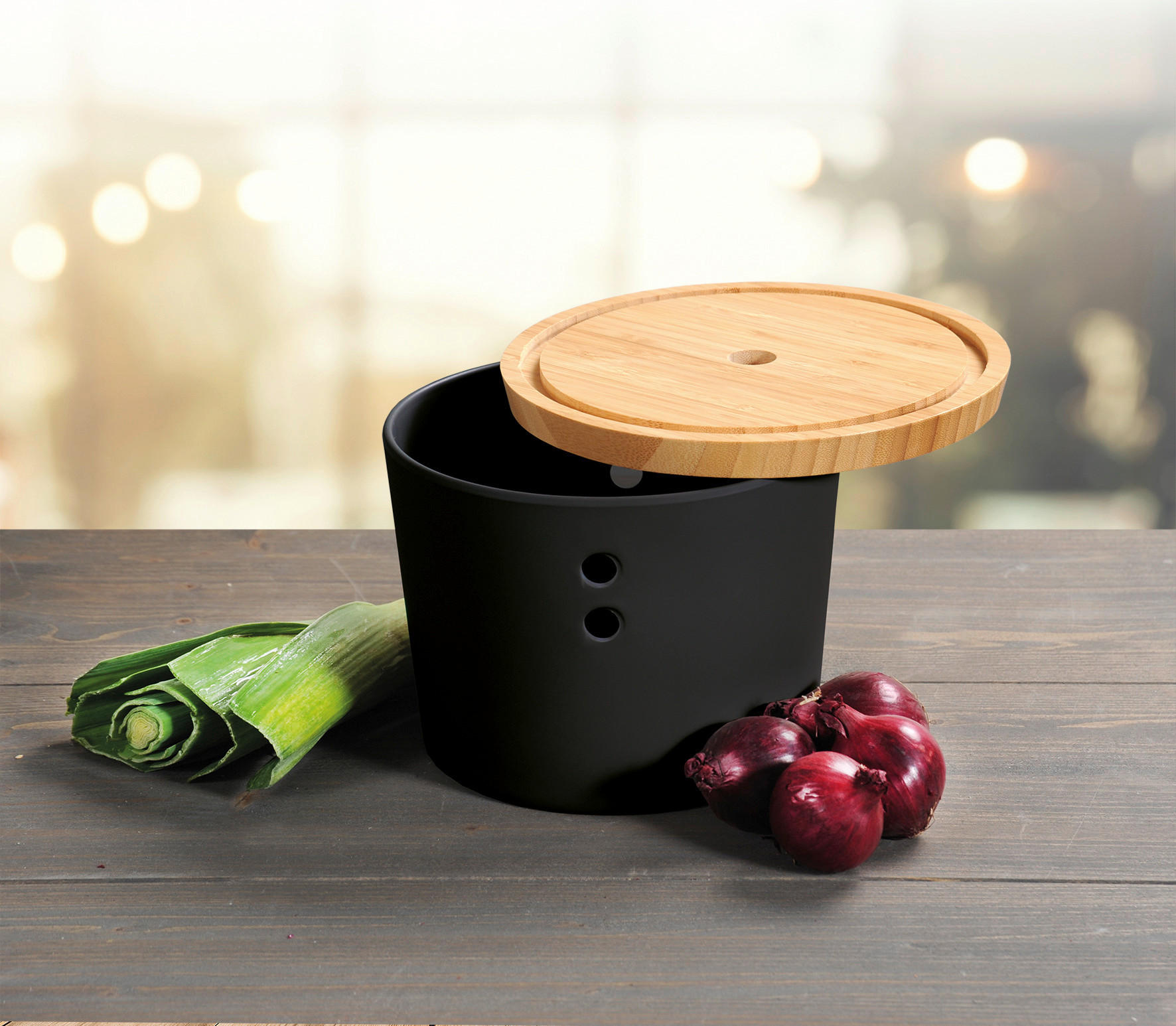 Kesper Vorratsdose schwarz H/D: ca. 15,5x19 cm Vorratsdose - natur/schwarz (19,00/15,50cm) - Kesper