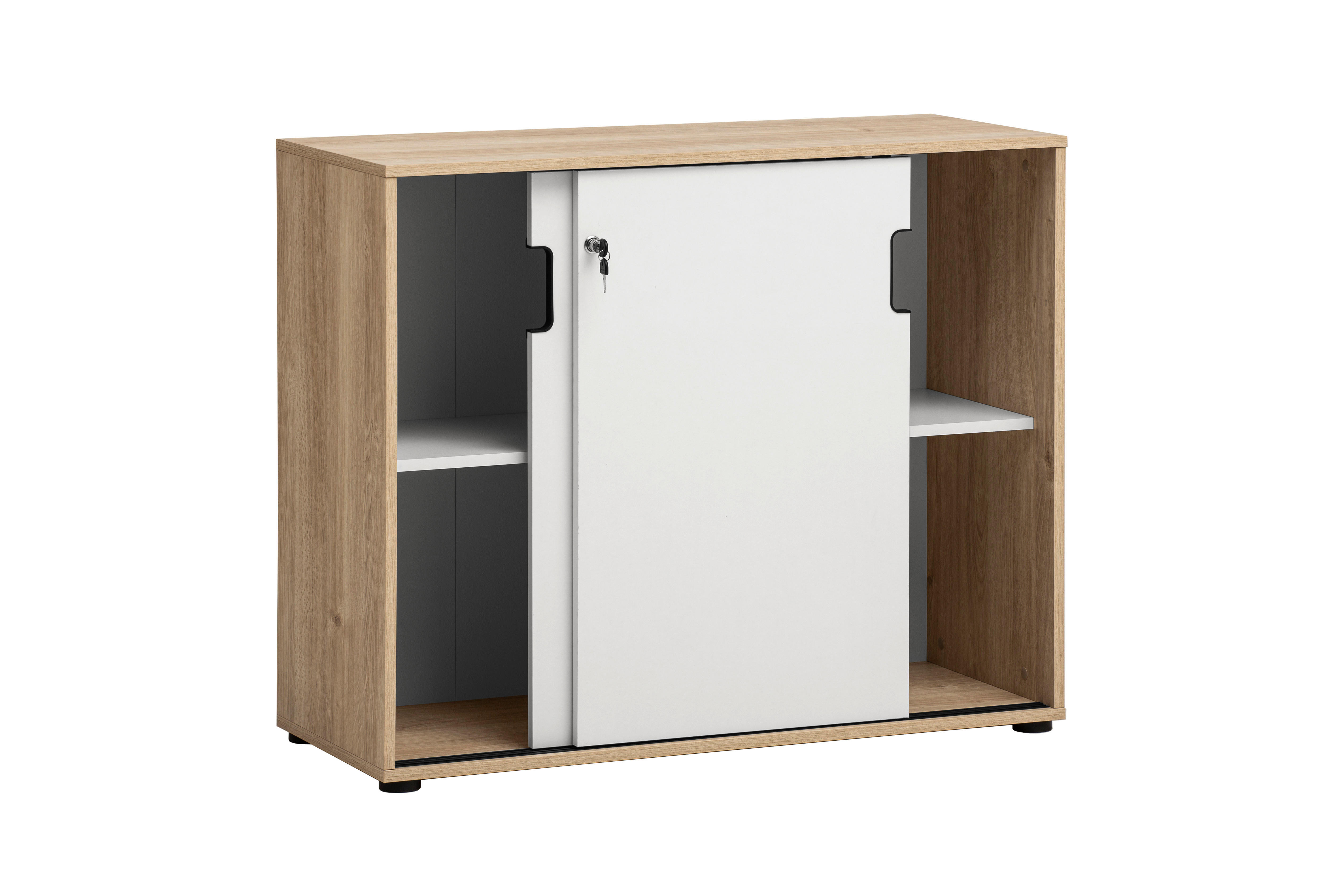 Schiebetürenschrank Emmik weiß matt Eiche Eiche weiß Nachbildung B/H/T: ca. 100,1x83,6x41 cm Emmik - Eiche/weiß (100,10/83,60/41,00cm) - Möbelpartner