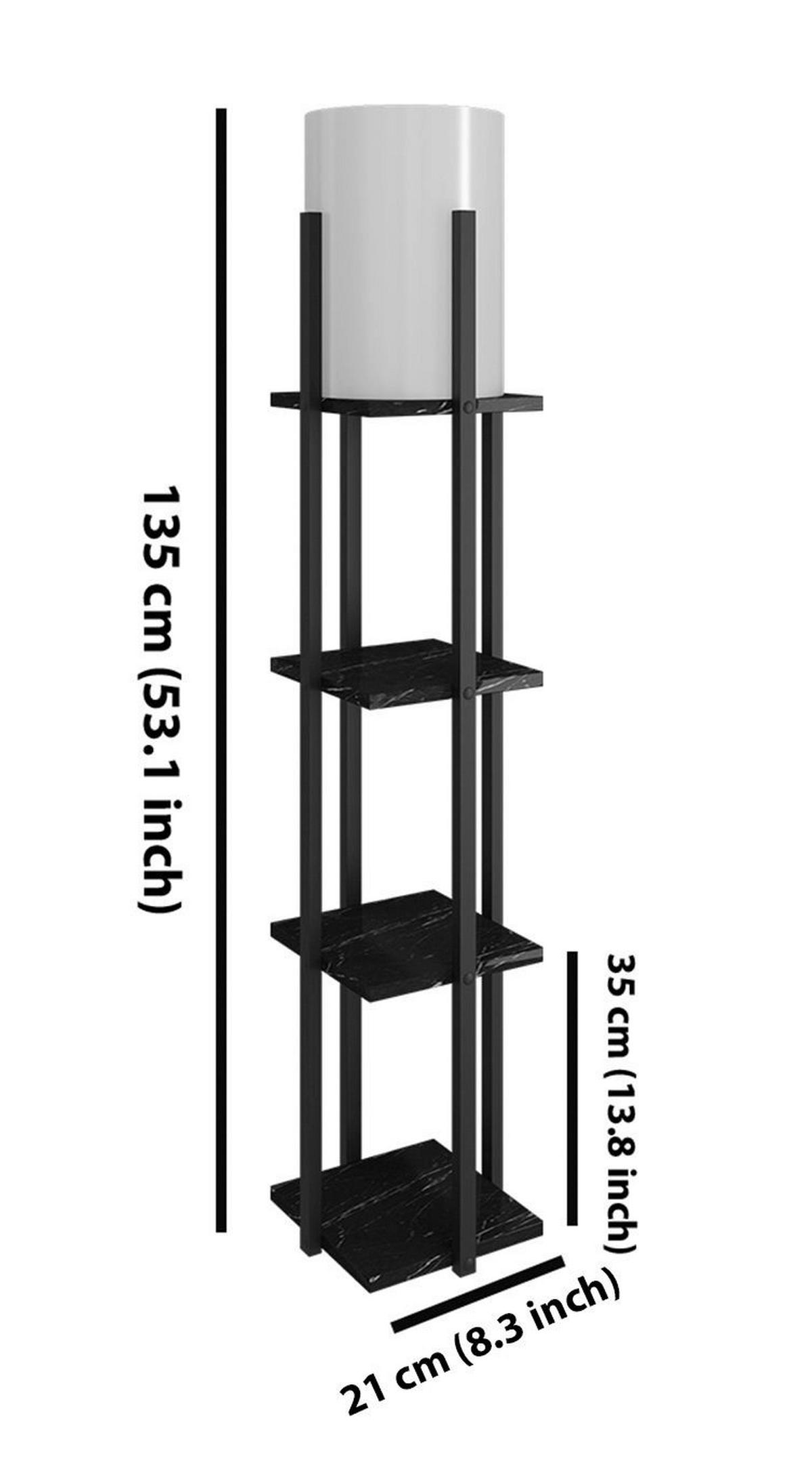 Opviq Stehleuchte schwarz MDF Stoff B/H/T/L/D: ca. 21x135x21x21x21 cm E27 1 Brennstellen Nora - schwarz (21,00/21,00/135,00cm) - Opviq
