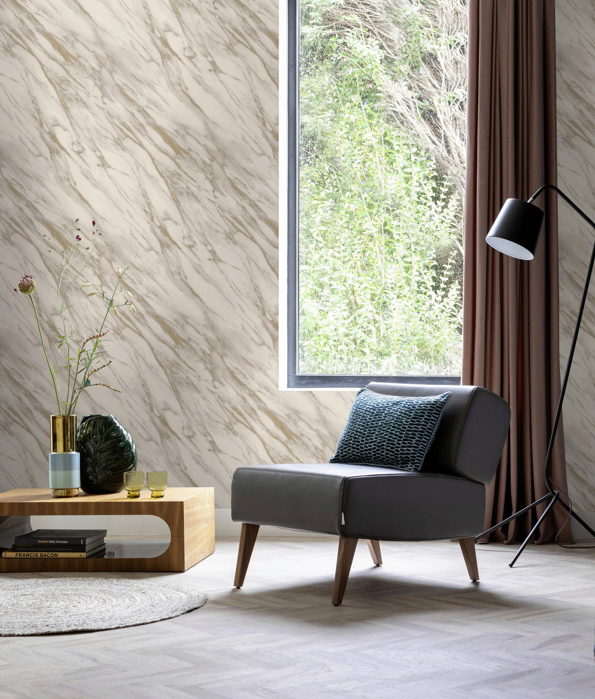 Rasch Papiertapete Marmoroptik beige gold B/L: ca. 53x1005 cm Papiertapete_200133 - beige/gold (53,00/1005,00cm) - Rasch
