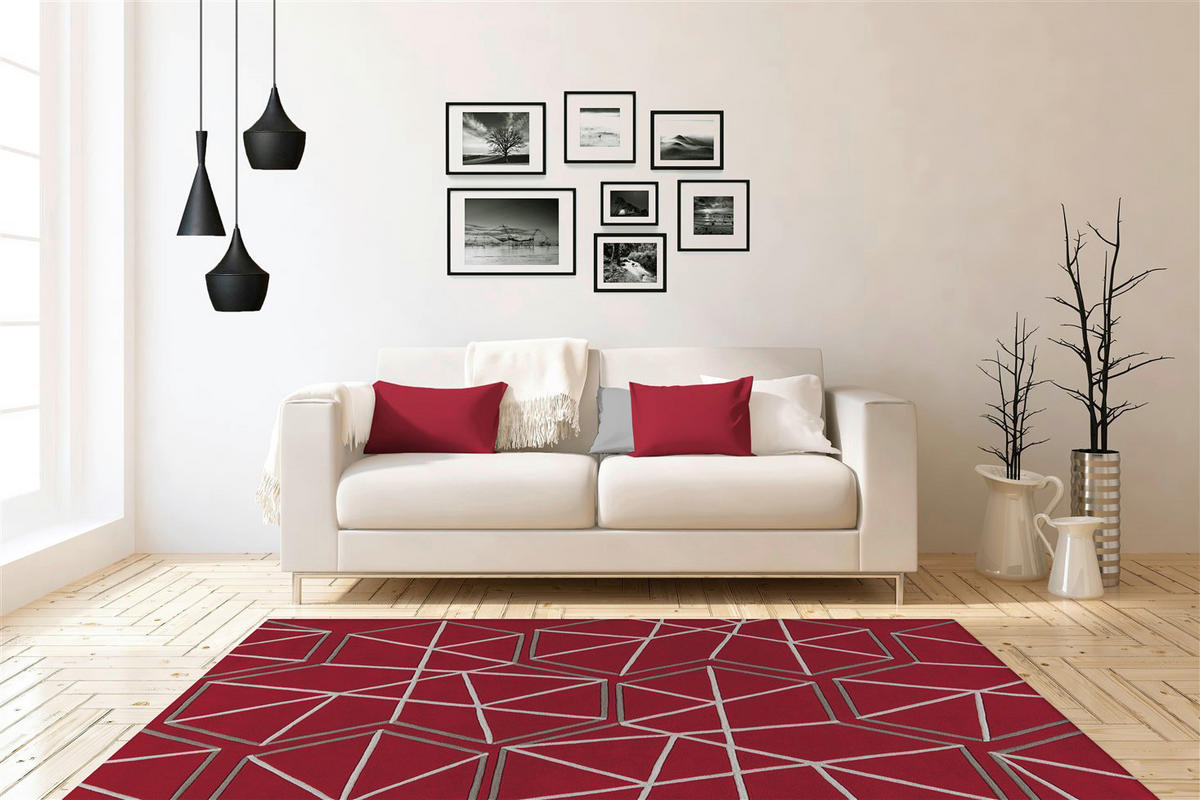 Arte Espina Kurzflorteppich Spirit 3112 rot B/L: ca. 140x200 cm Spirit 3112 - rot/grau (140,00/200,00cm) - Arte Espina