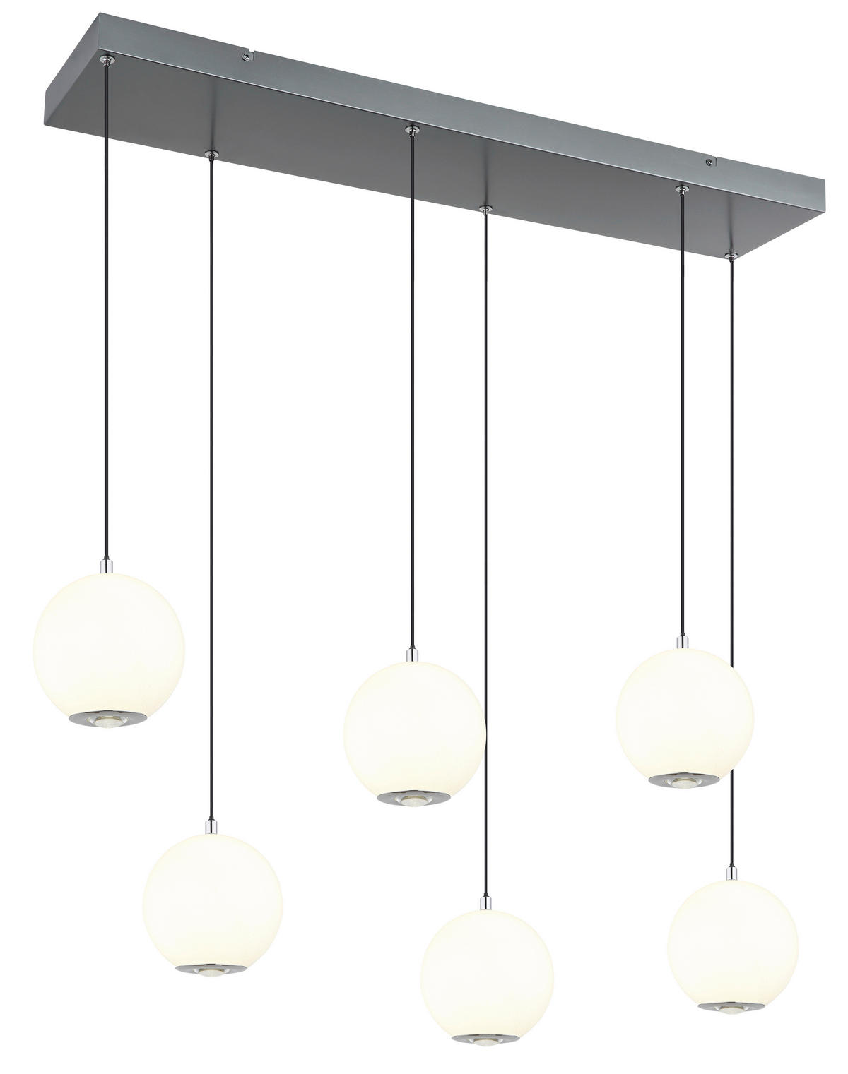 GLOBO Pendelleuchte grau Opal Glas Metall B/H/T/L: ca. 30x150x97,5x97,5 cm 1.0 Brennstellen Simmons - Opal/grau (97,50/30,00/150,00cm) - GLOBO