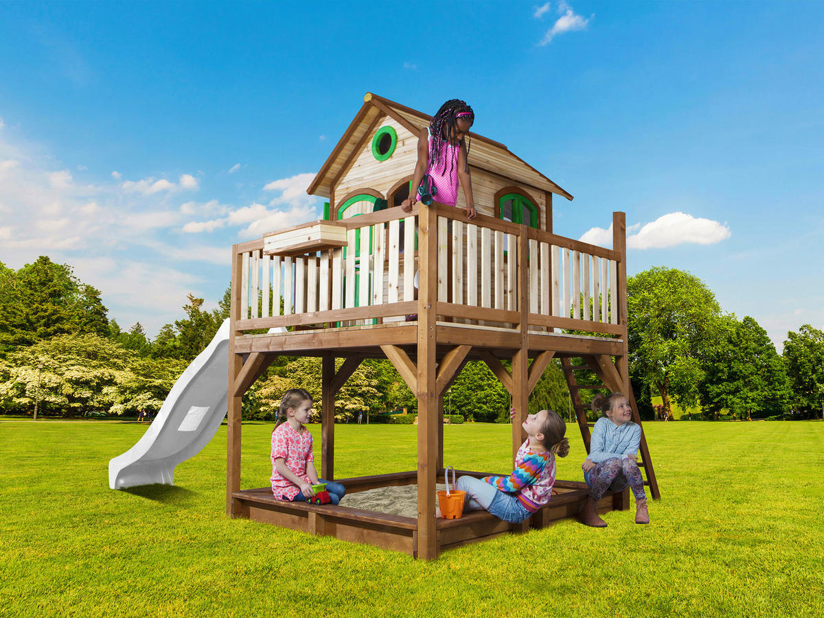 AXI Spielhaus Liam braun B/H/L: ca. 377x291x255 cm Liam - braun/weiß (255,00/377,00/291,00cm) - AXI