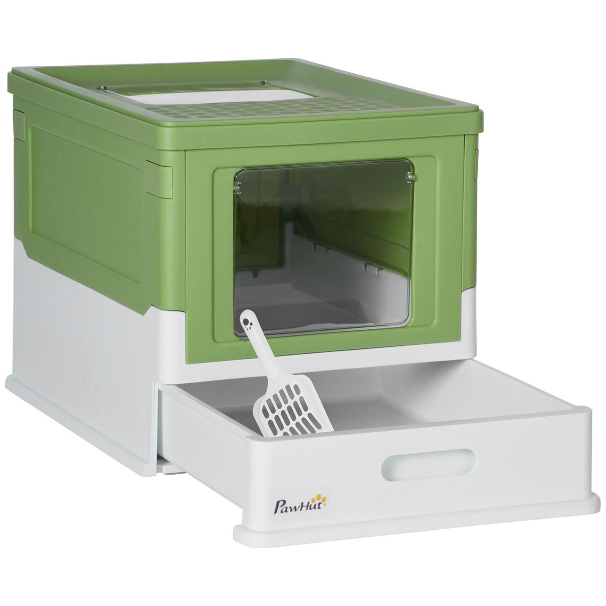 PawHut Katzentoilette grün Kunststoff B/H/L: ca. 35,5x36,7x47,5 cm Katzentoilette - weiß/grün (47,50/35,50/36,70cm) - PawHut