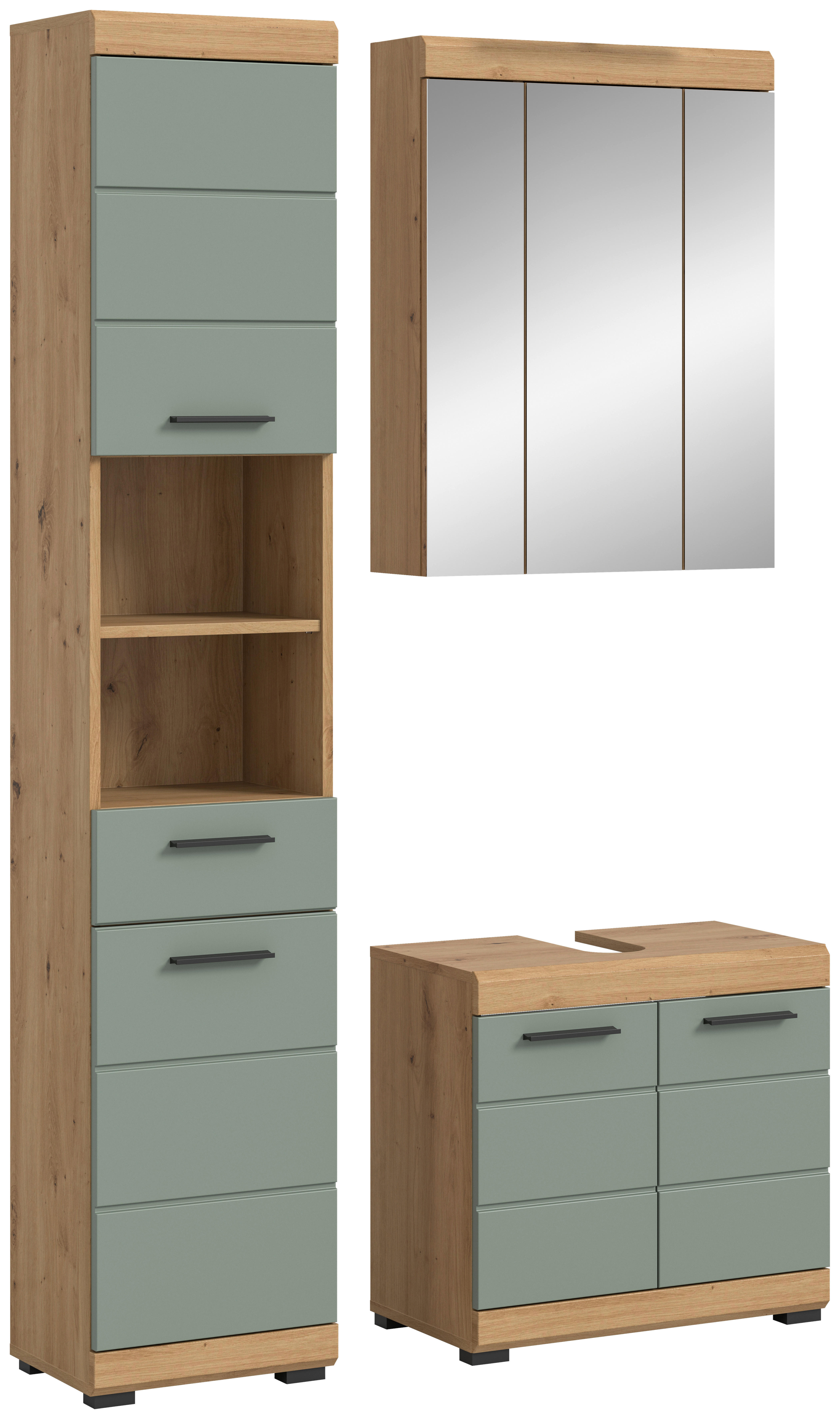 Badezimmer-Set Scout Eiche Artisan Nachbildung salbei Nachbildung B/H/T: ca. 112x191x34 cm Scout - Eiche/salbei (112,00/191,00/34,00cm) - xonox.home