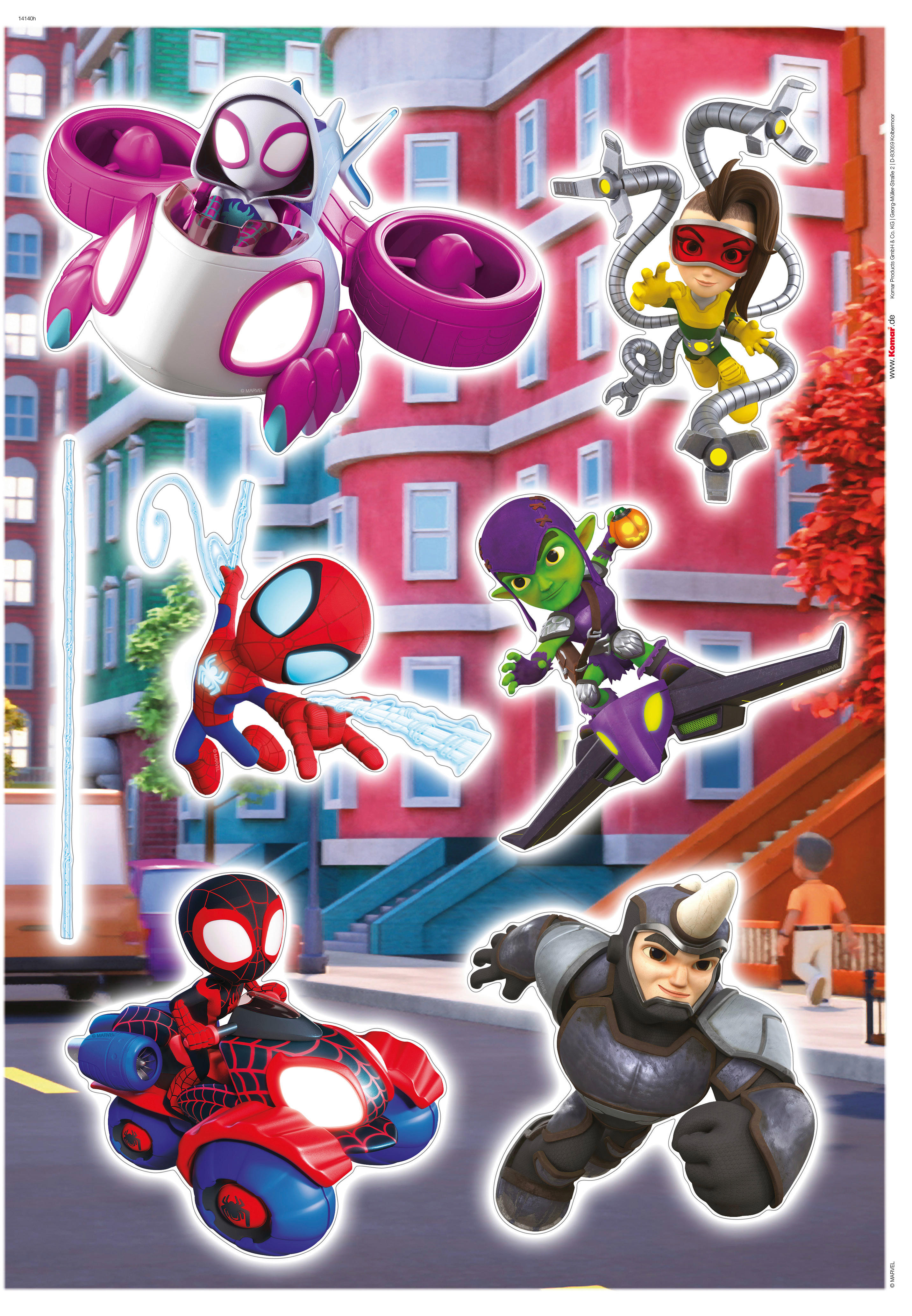 Komar Wandtattoo Spidey + Amazing Friends Chasing  Spidey + Amazing Friends Chasing B/L: ca. 50x70 cm Spidey + Amazing Friends Chasing - (50,00/70,00cm) - Komar