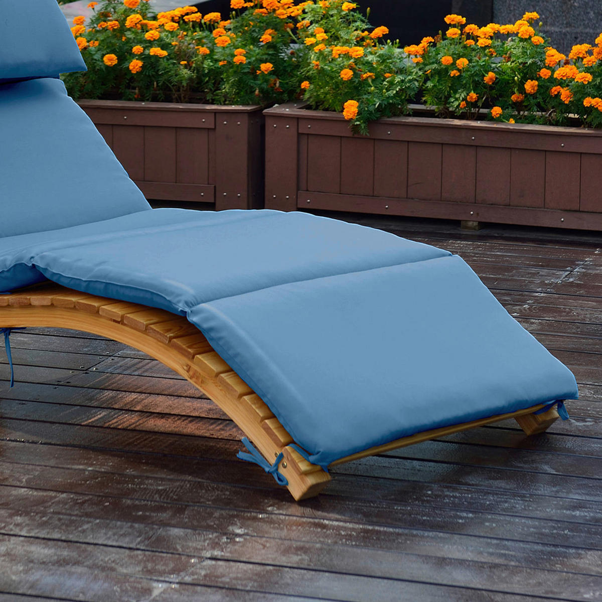 AXI Gartenliege Salina braun Holz B/H/L: ca. 75x150x186 cm Salina - braun/blau (186,00/75,00/150,00cm) - AXI