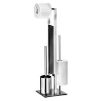 Stand-WC-Garnitur silber schwarz Edelstahl Stand-WC-Garnitur_Rivalta Edelstahl - schwarz/silber (24,00/18,00/70,00cm) - Wenko